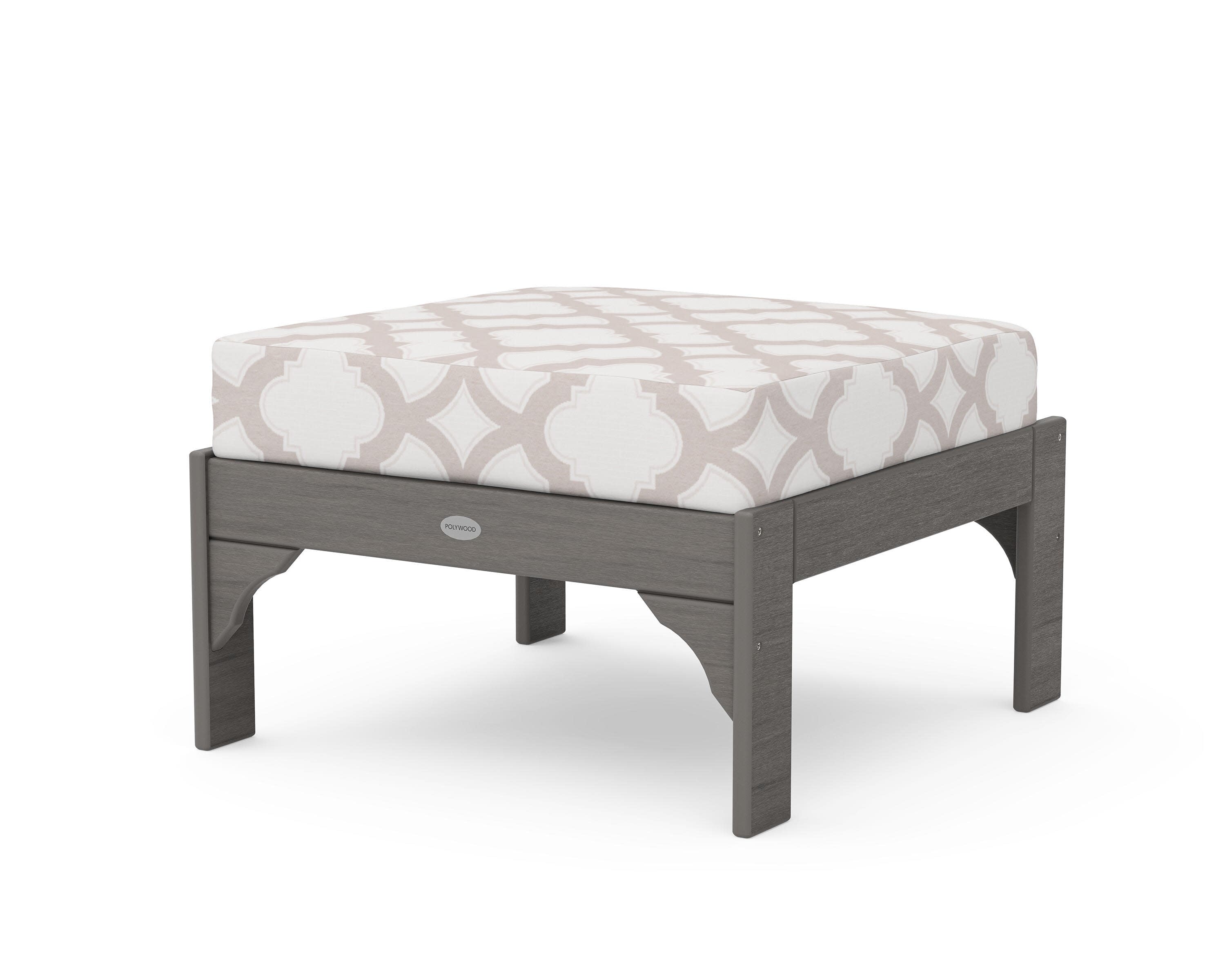 Vineyard Deep Seating Ottoman in Driftwood / Trellis Dune Burlap