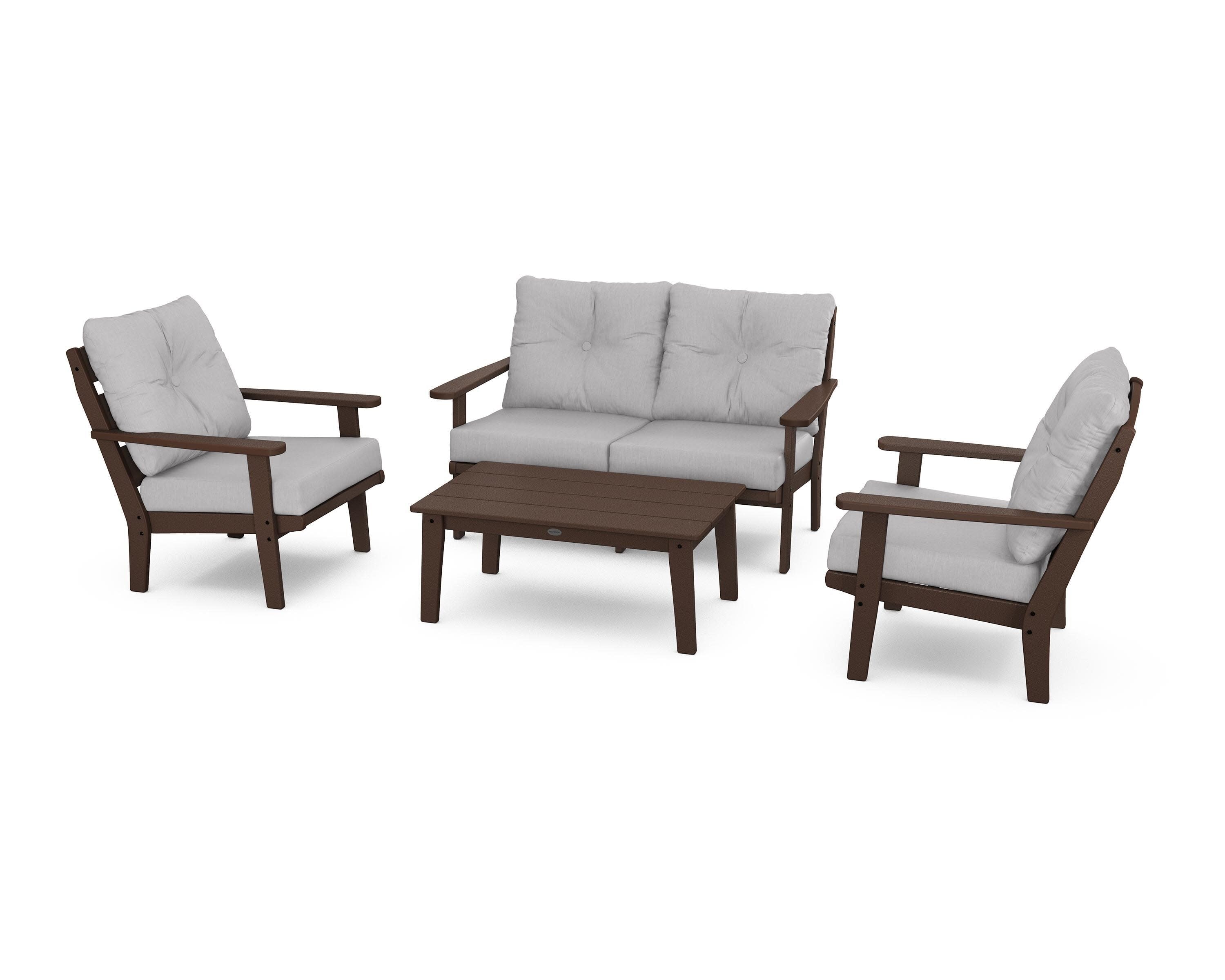 Lakeside 4-Piece Deep Seating Set in Mahogany / Granite