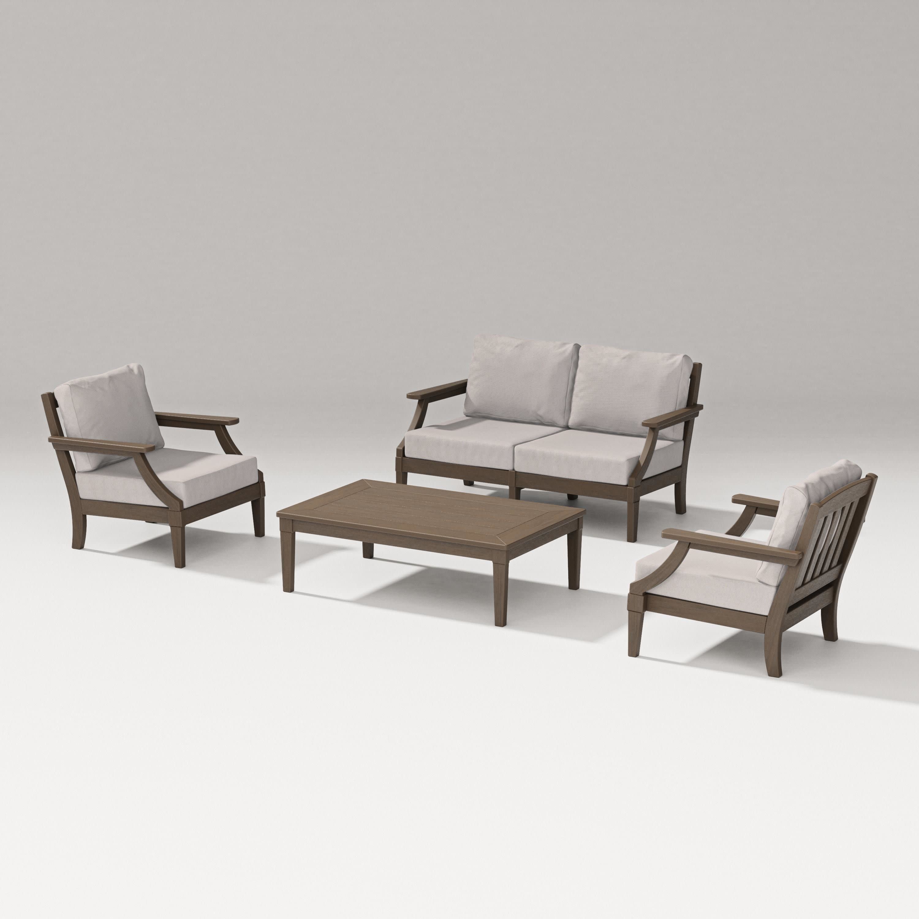 Estate Lounge 4-Piece Loveseat Set in Kona / Dune Burlap