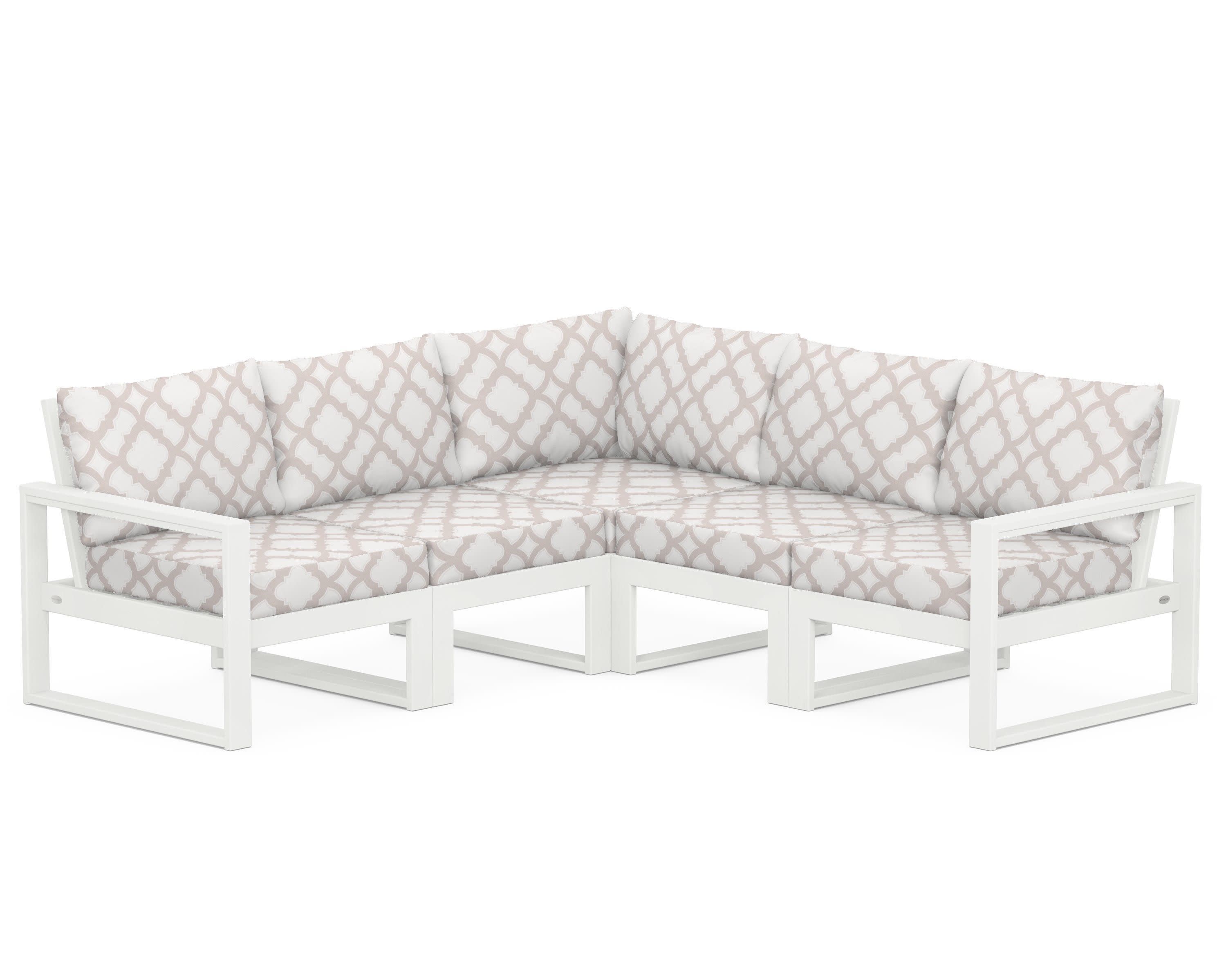 EDGE 5-Piece Modular Deep Seating Set in Vintage White / Trellis Dune Burlap