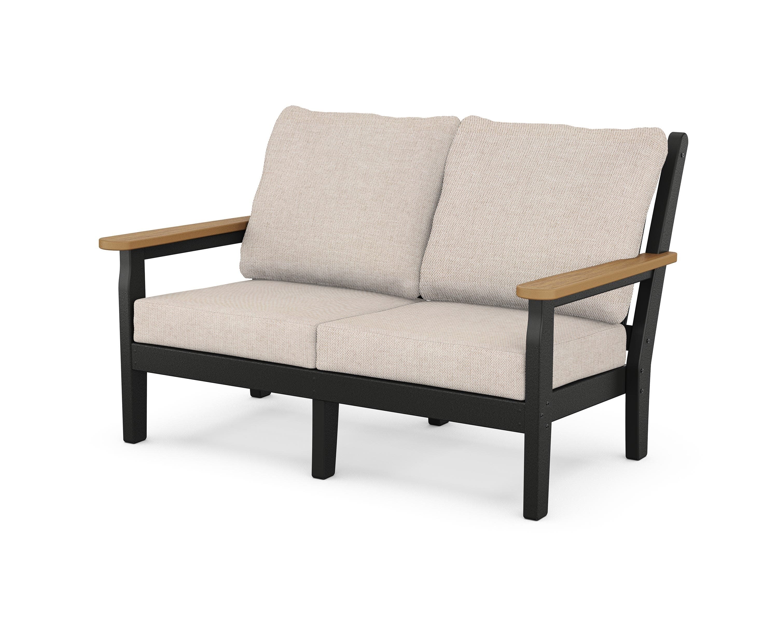 Chippendale Deep Seating Loveseat in Black / Natural / Blend Linen