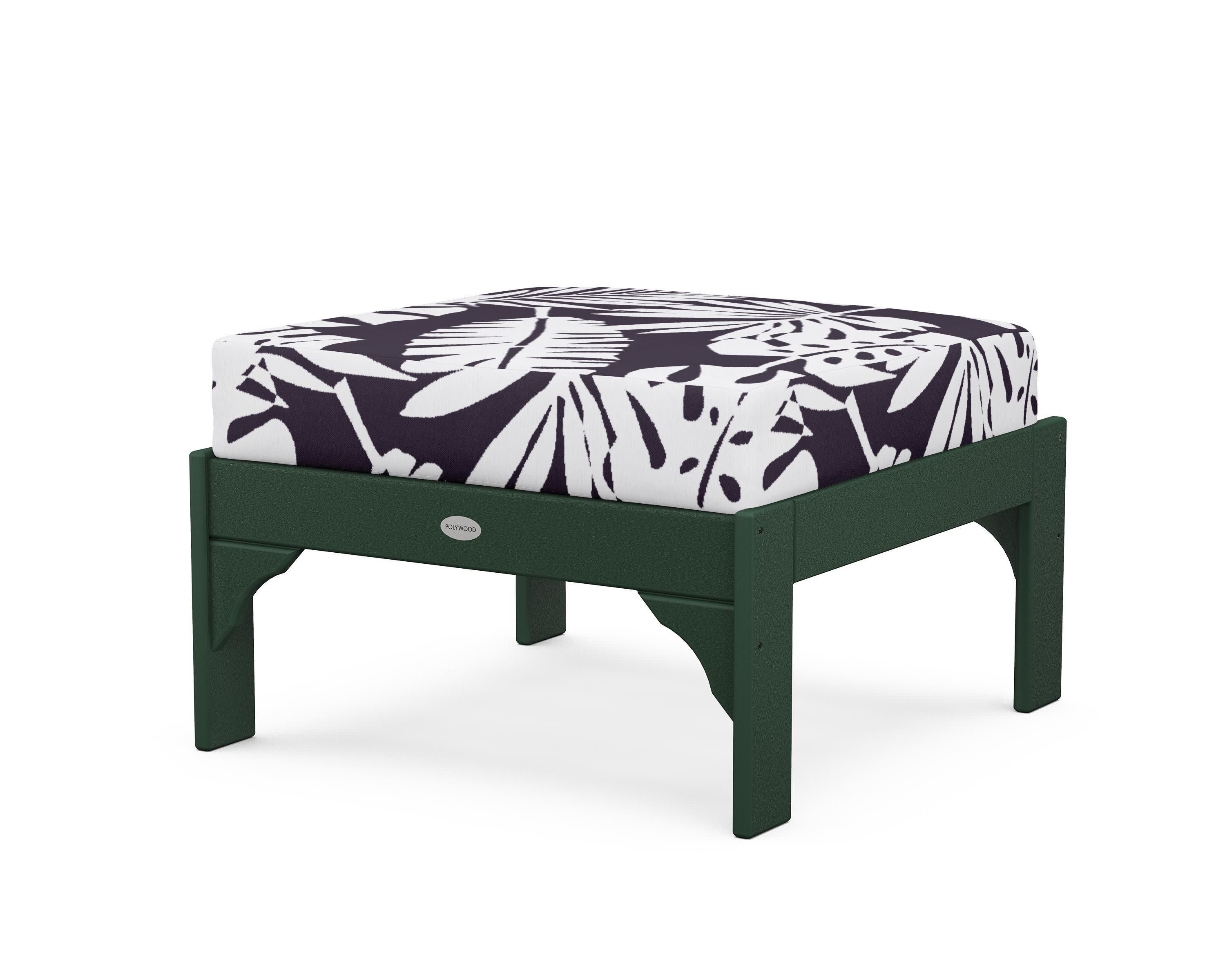 Vineyard Deep Seating Ottoman in Green / Leaf Navy