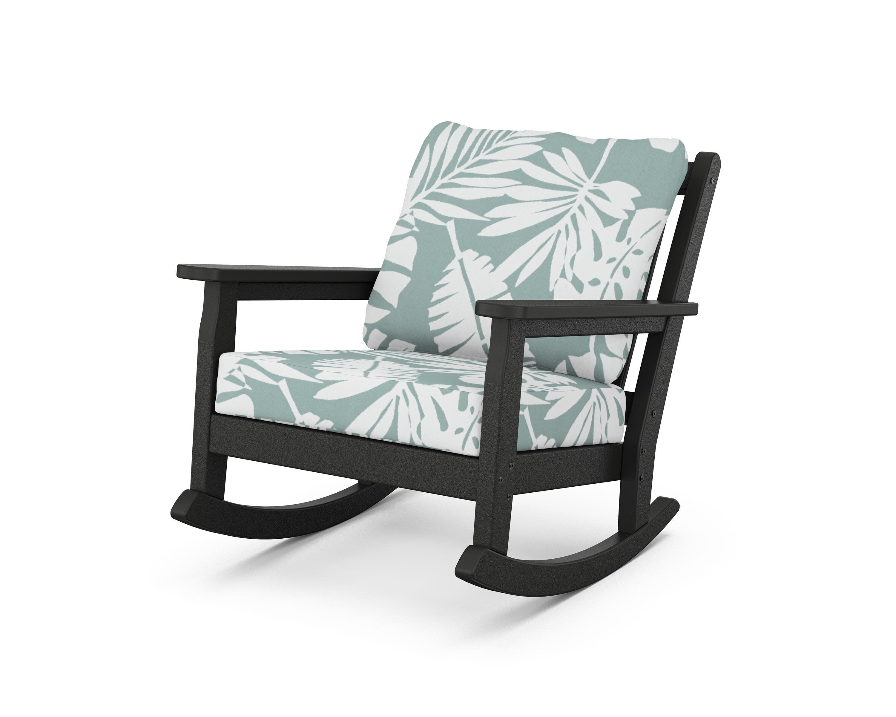 Chippendale Deep Seating Rocking Chair in Black / Leaf Glacier Spa
