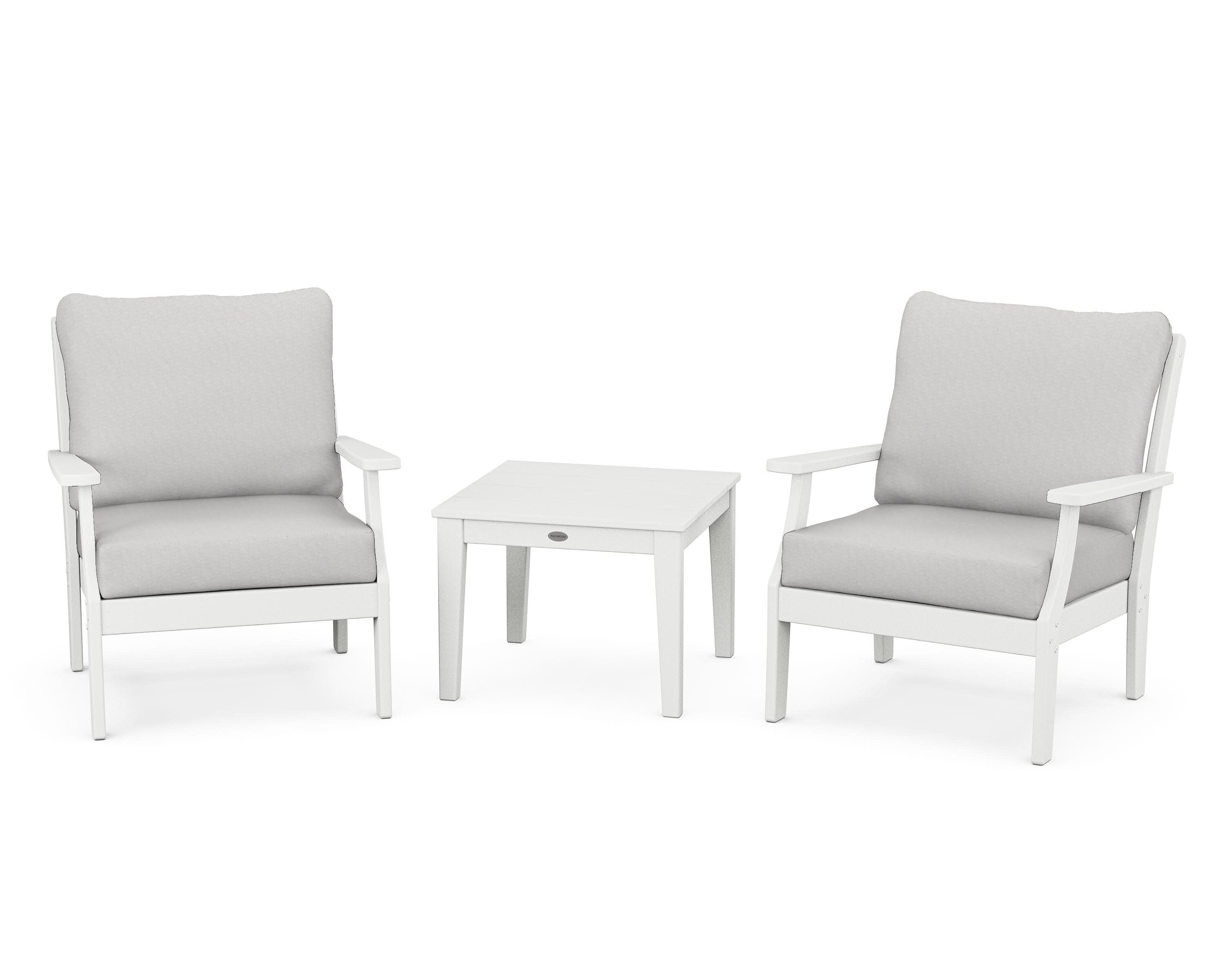 Braxton 3-Piece Deep Seating Set in White / Diamond in the Rough
