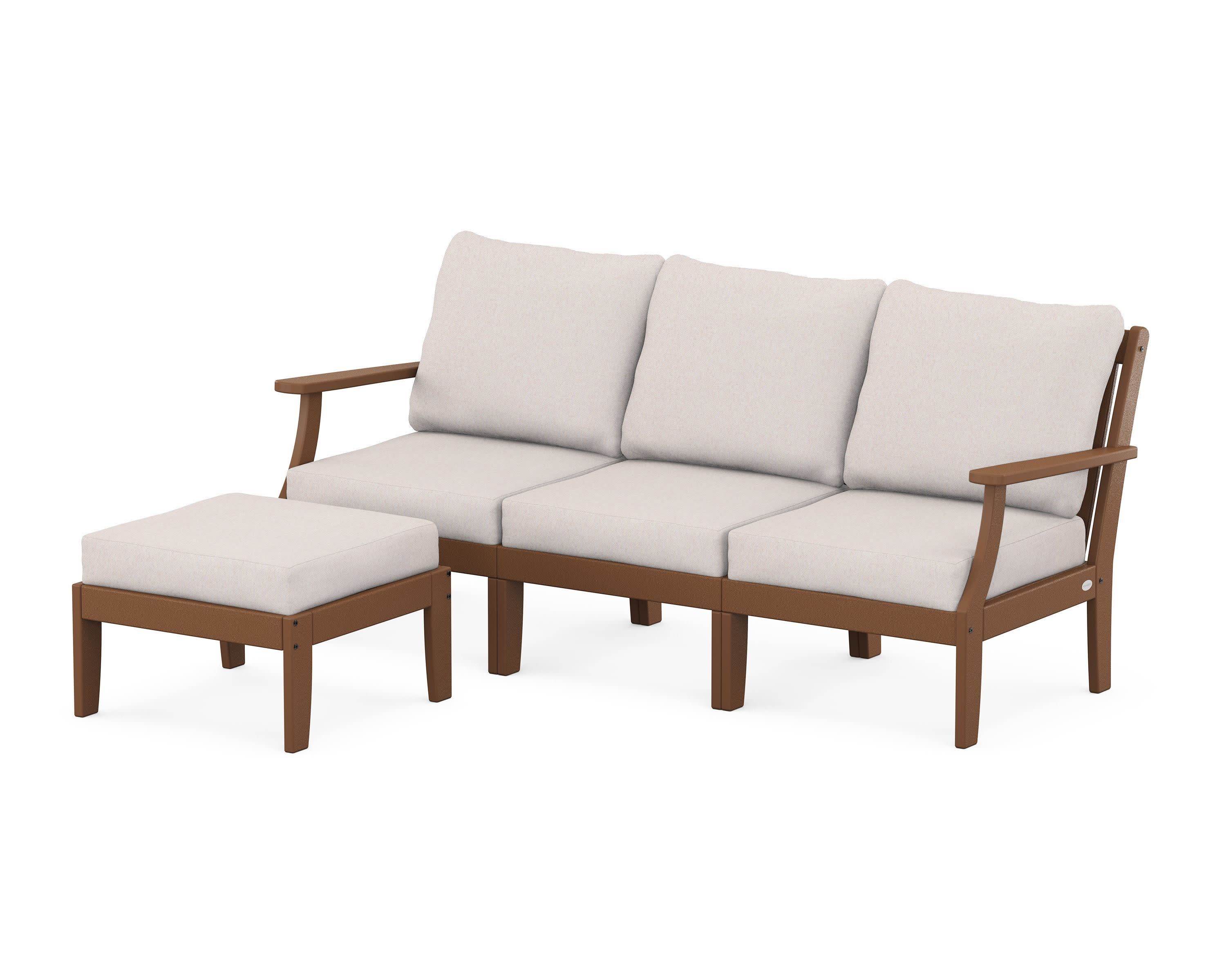 Braxton Modular 4-Piece Deep Seating Set with Ottoman in Teak / Dune Burlap