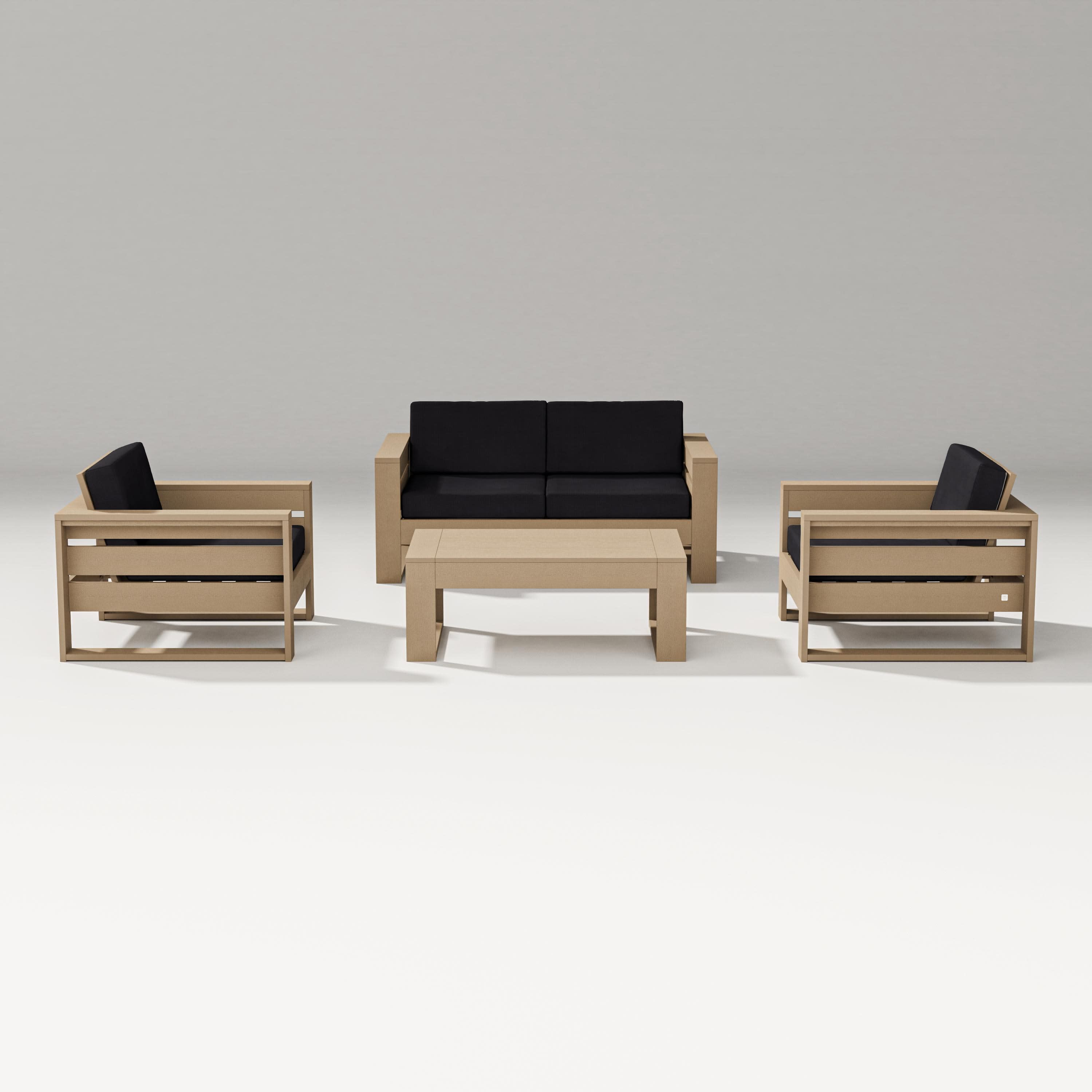 Latitude 4-Piece Lounge Loveseat Set in Vintage Sahara / Midnight Linen