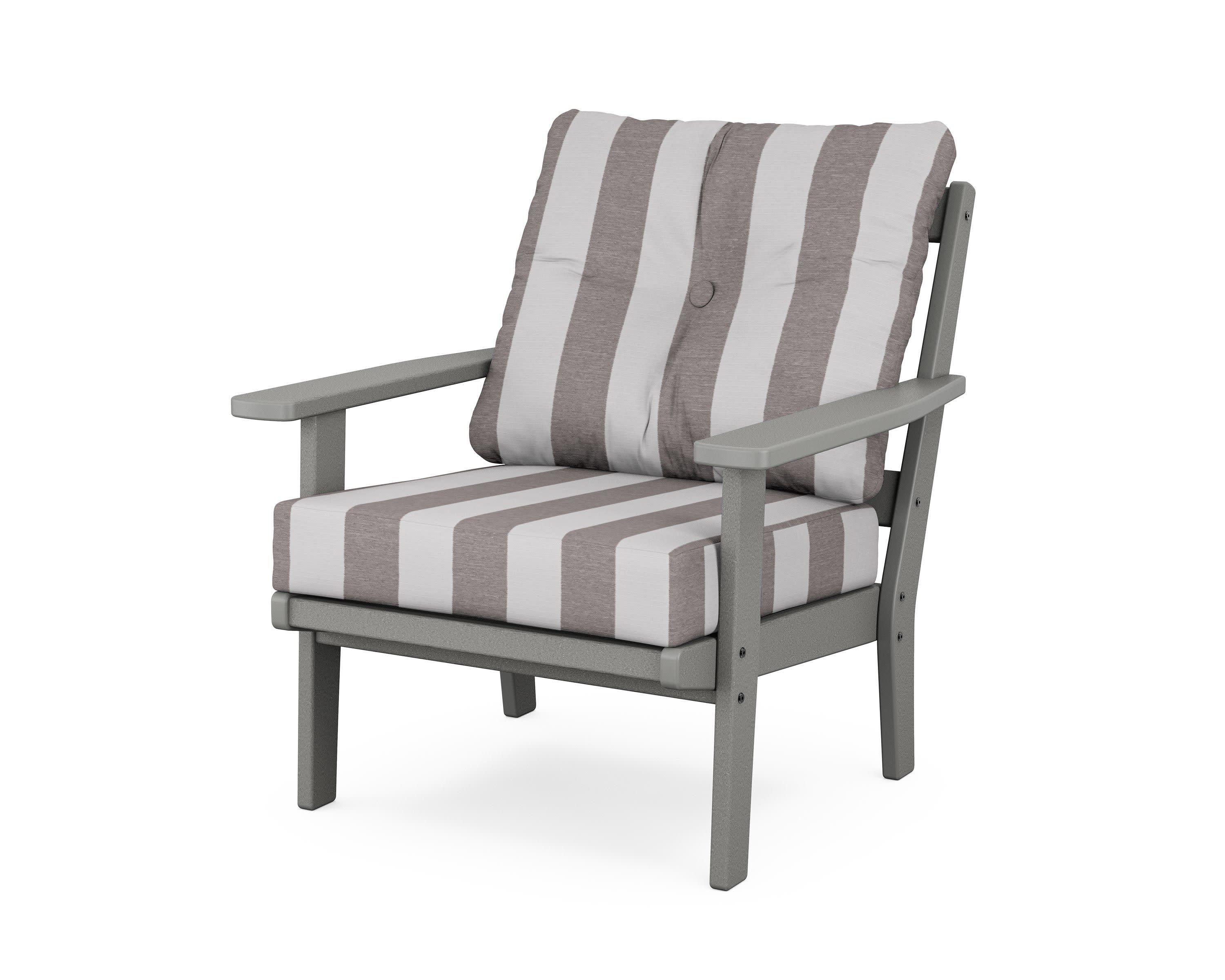Oxford Deep Seating Chair in Slate Grey / Cabana Stripe Grey Mist