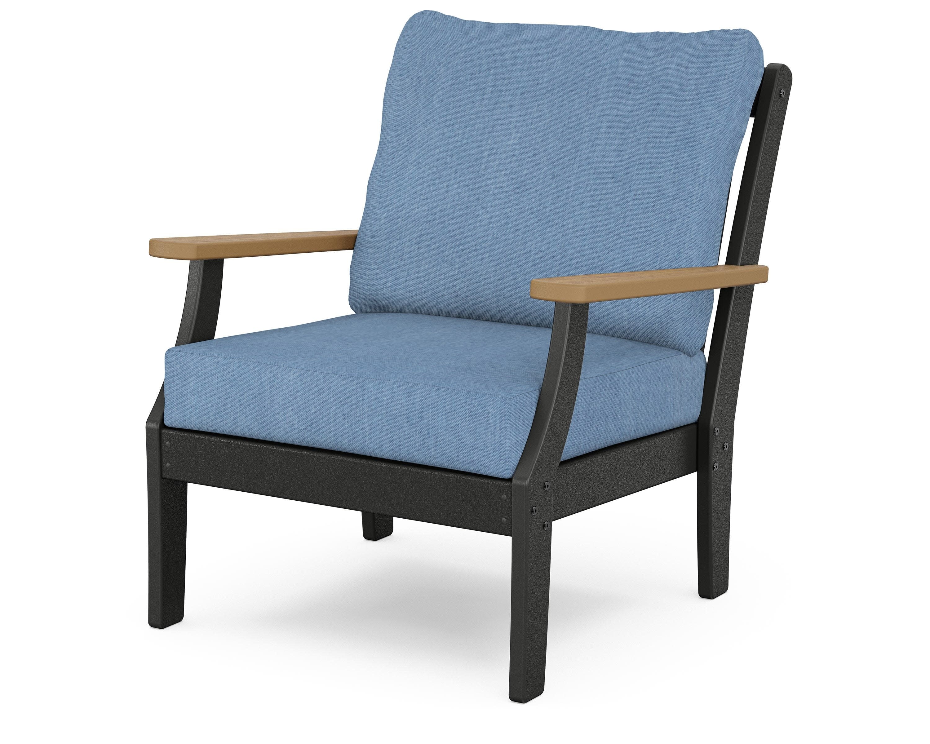 Braxton Deep Seating Chair in Black / Natural / Sky Blue