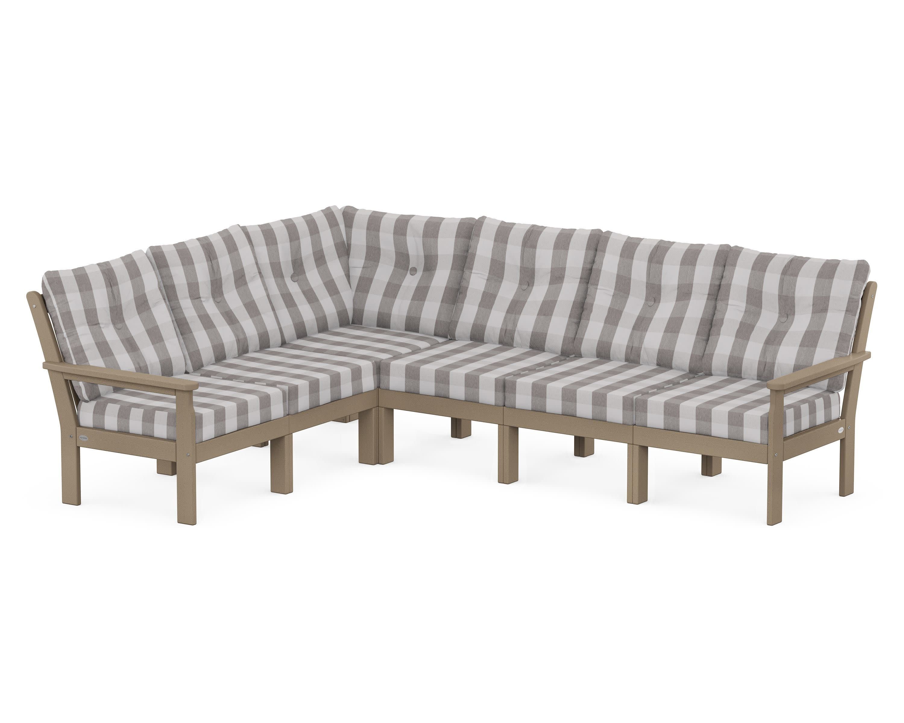 Vineyard 6-Piece Sectional in Vintage Sahara / Buffalo Plaid Grey Mist