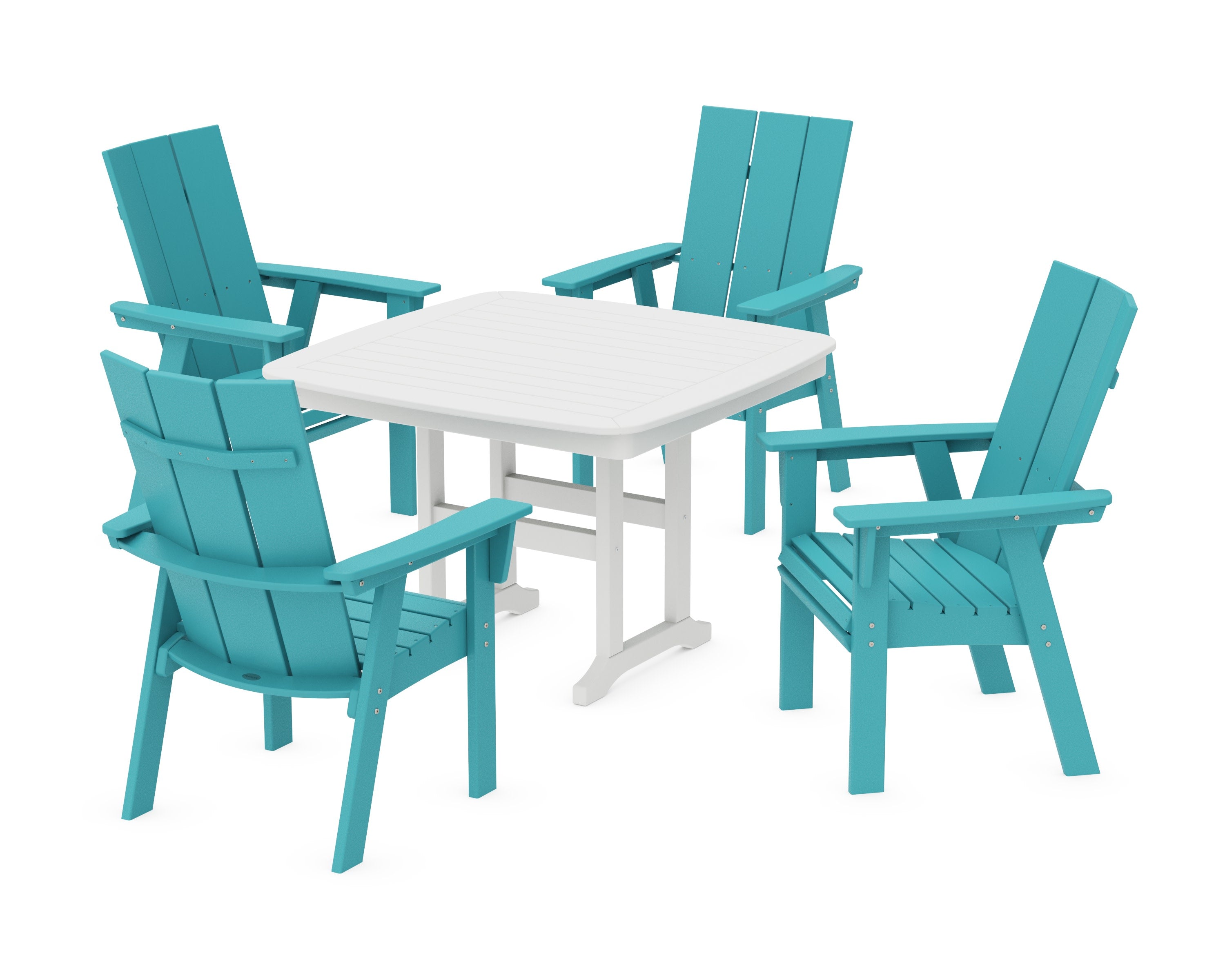 Modern Curveback Adirondack 5-Piece Dining Set in Aruba / White