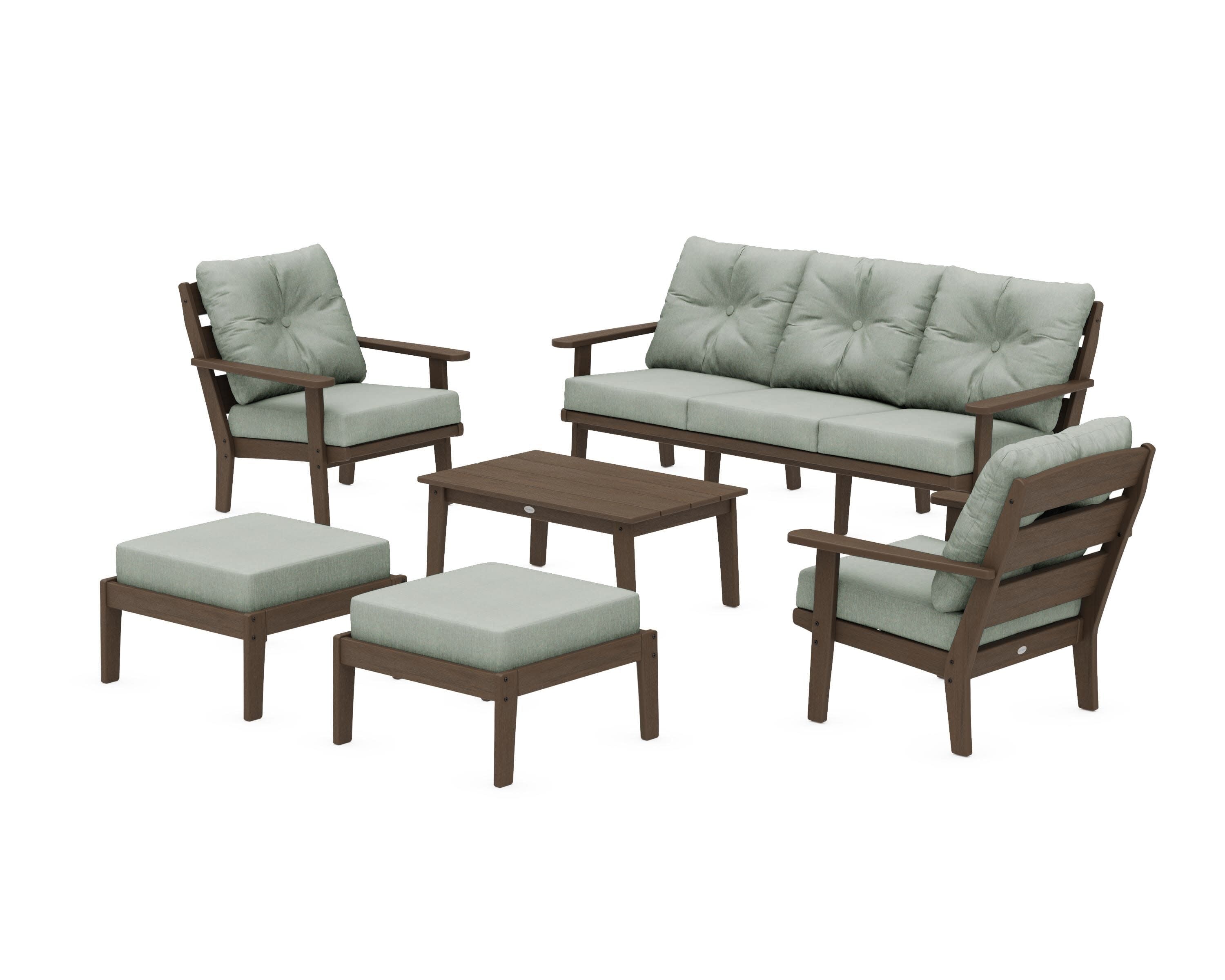 Lakeside 6-Piece Lounge Sofa Set in Kona / Cast Sage