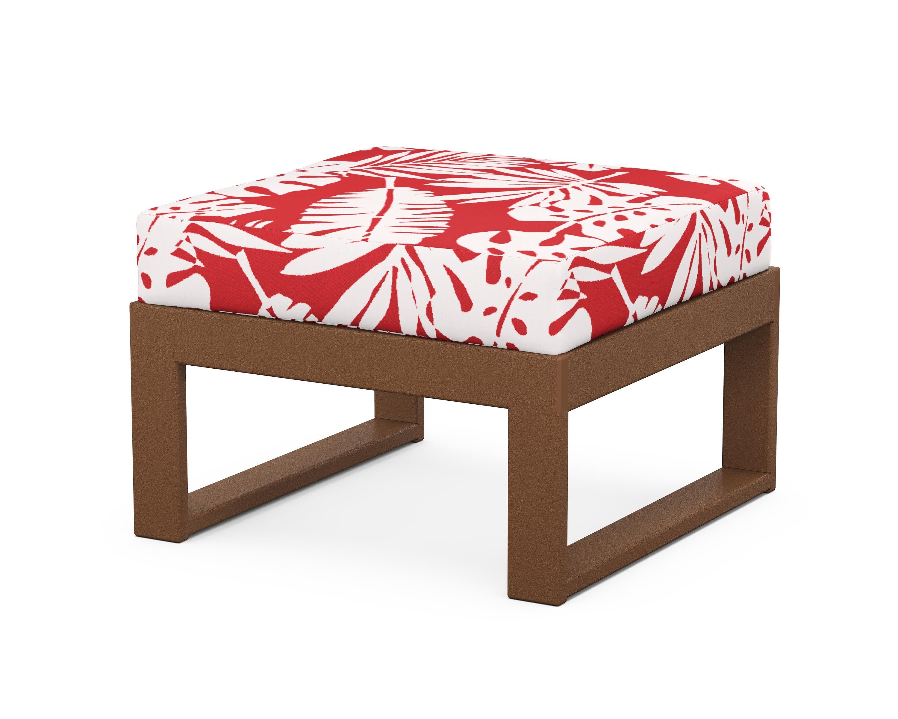 Modular Ottoman - Modern in Teak / Leaf Crimson