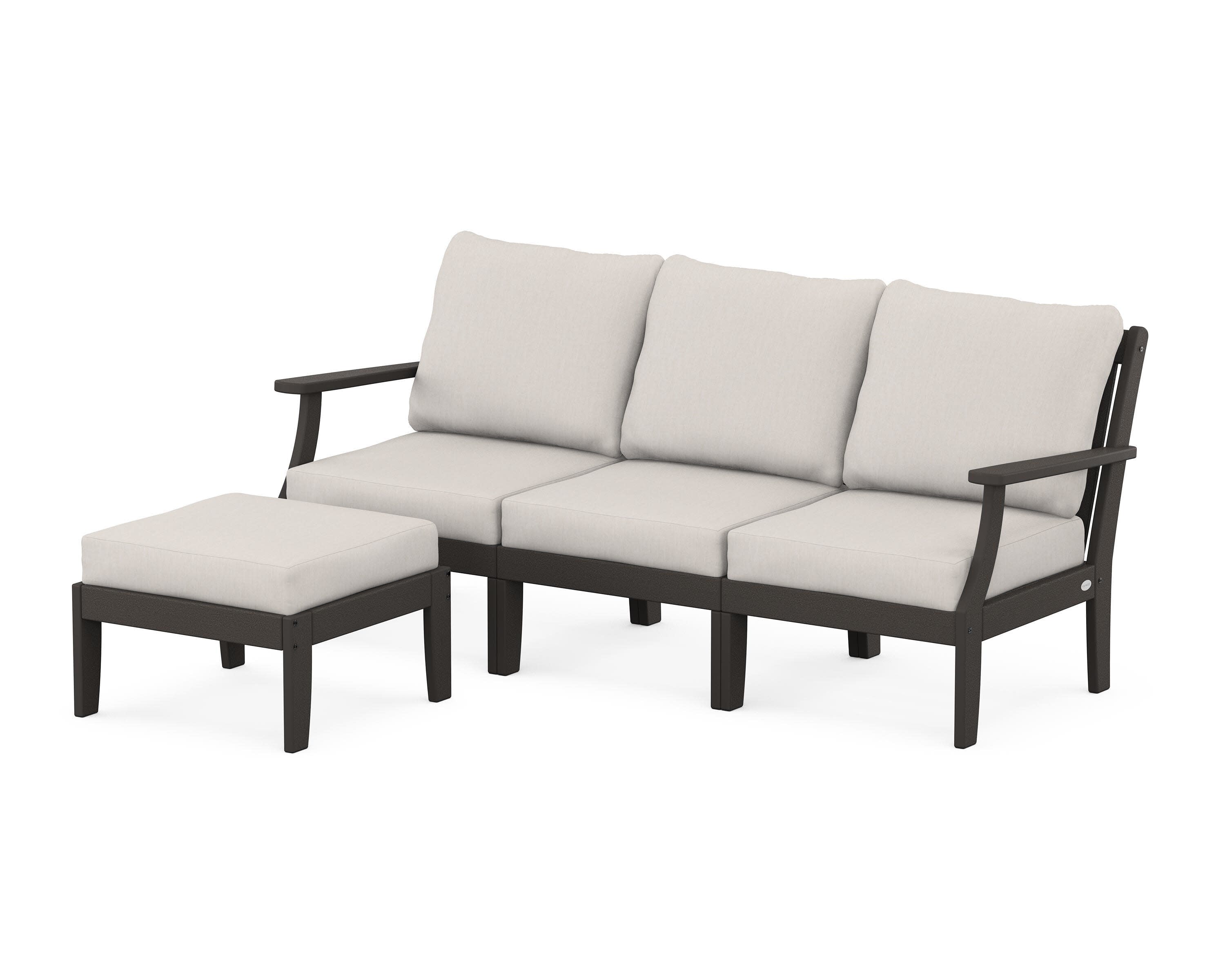 Braxton Modular 4-Piece Deep Seating Set with Ottoman in Vintage Coffee / Cast Ash