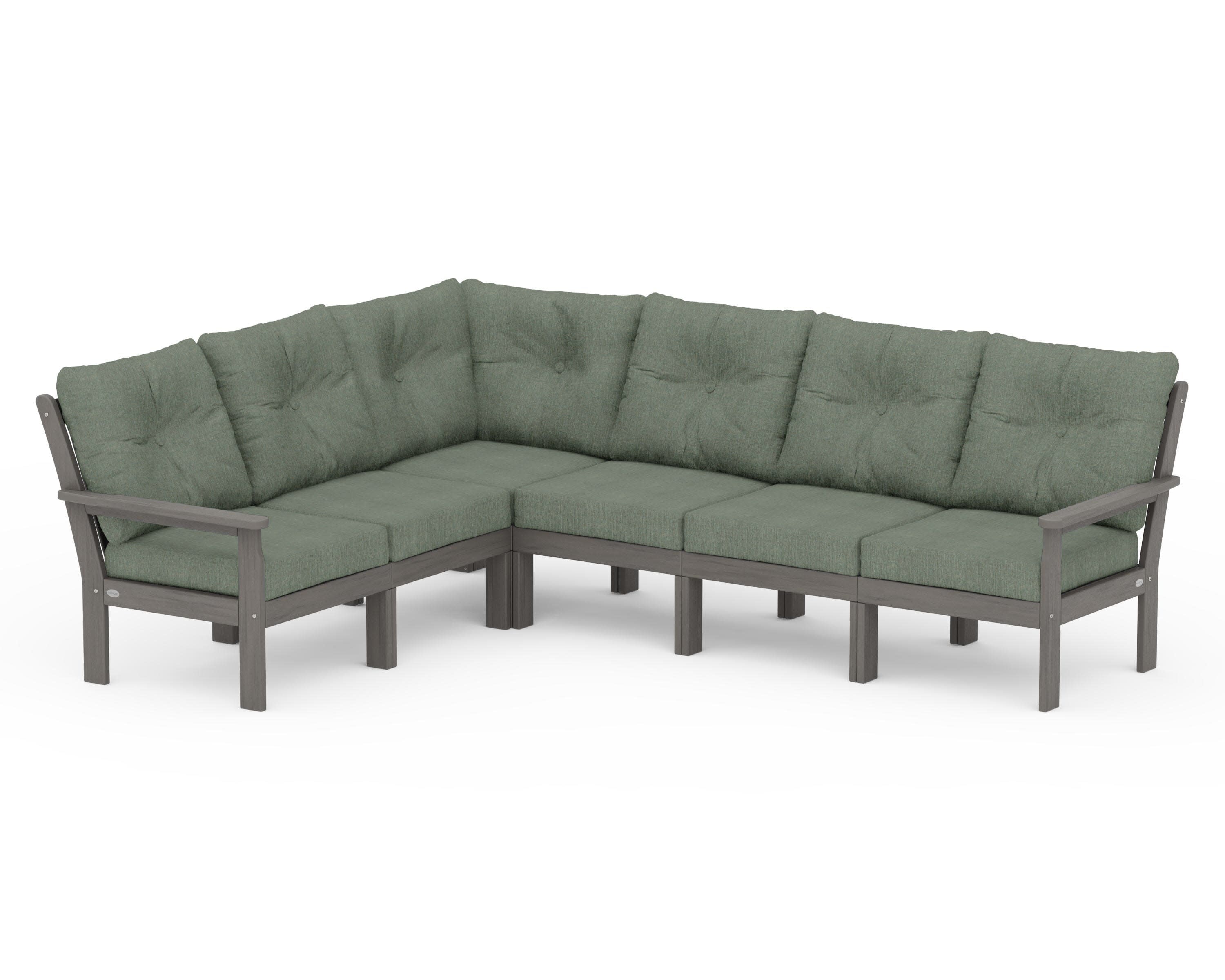 Vineyard 6-Piece Sectional in Driftwood / Cast Sage
