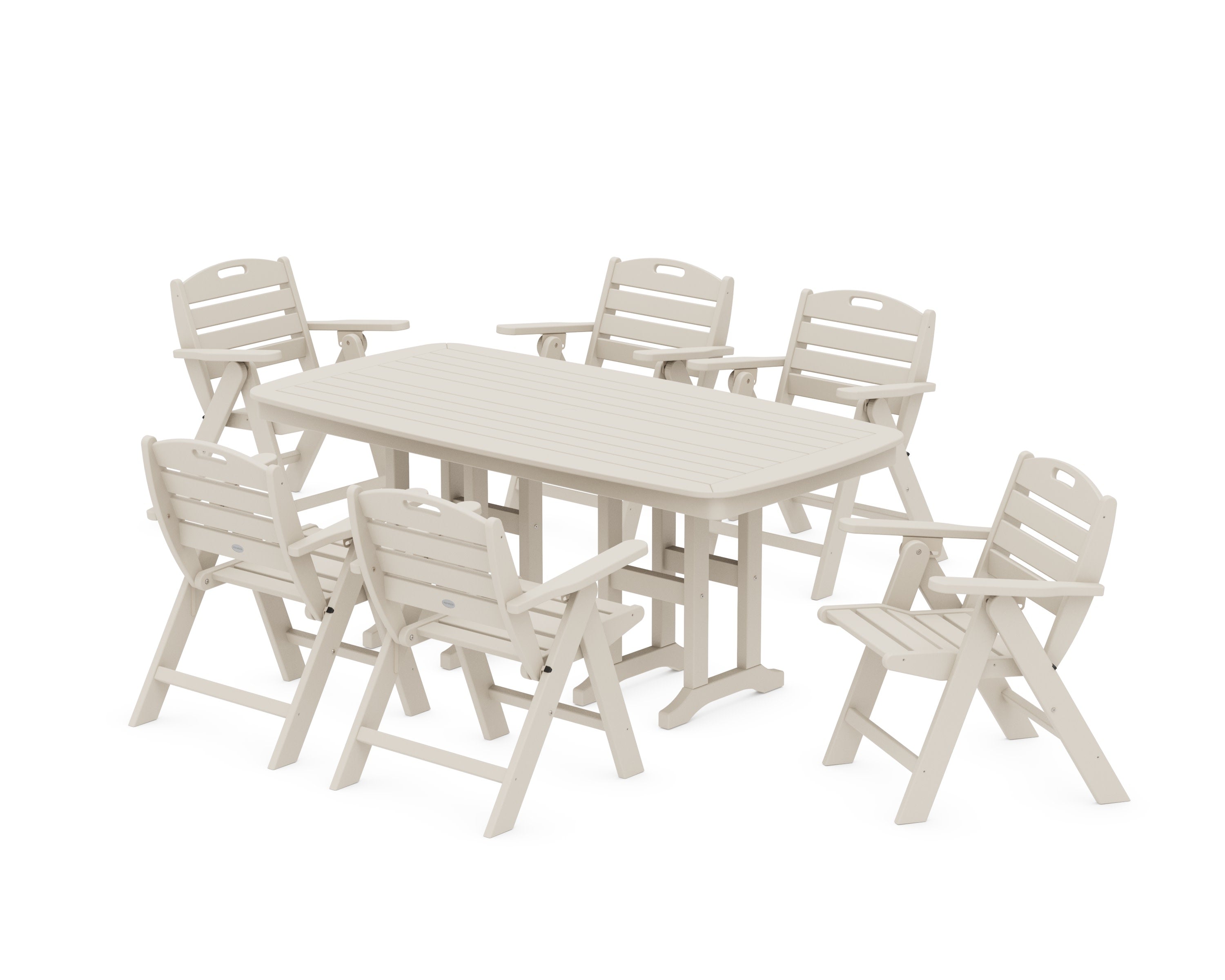 Nautical Lowback 7-Piece Dining Set in Sand