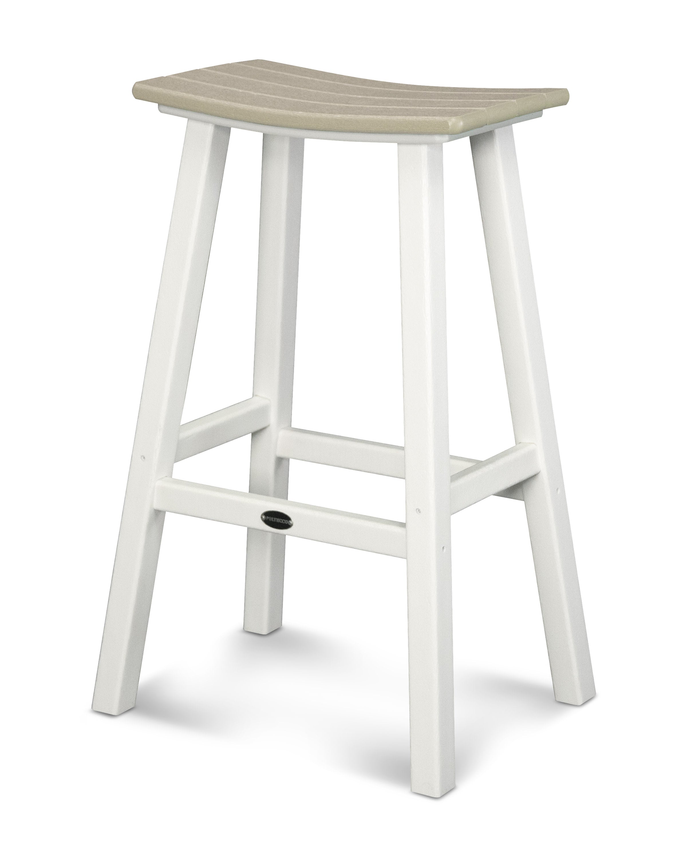 Contempo 30" Saddle Bar Stool in White / Sand