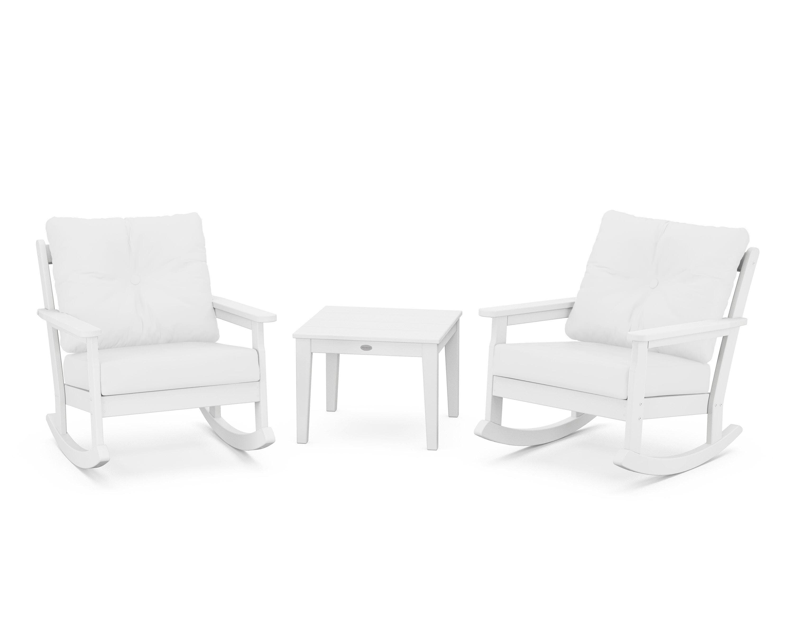 Vineyard 3-Piece Deep Seating Rocker Set in White / Natural