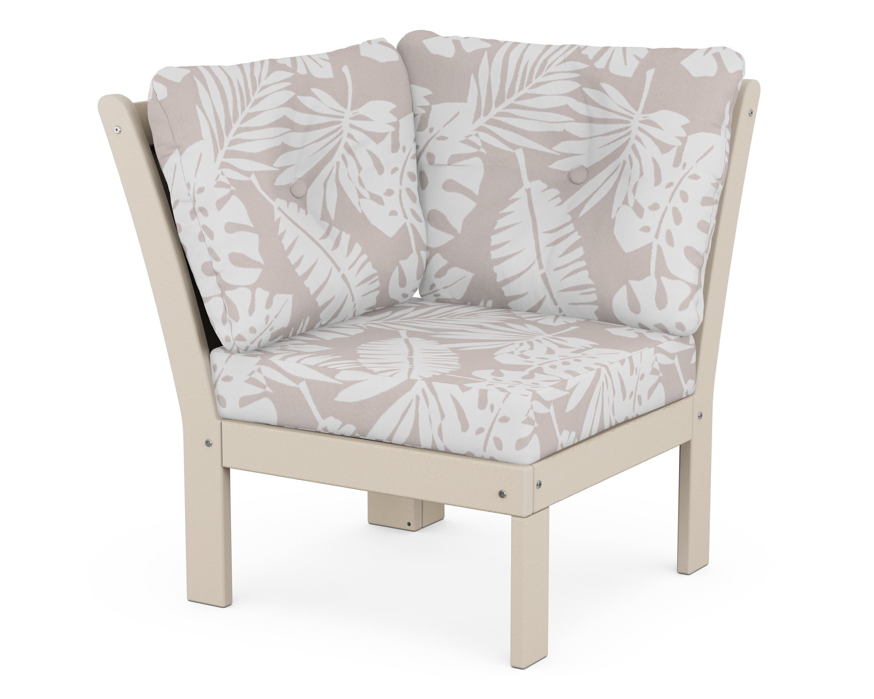 Vineyard Modular Corner Chair in Sand / Leaf Dune Burlap