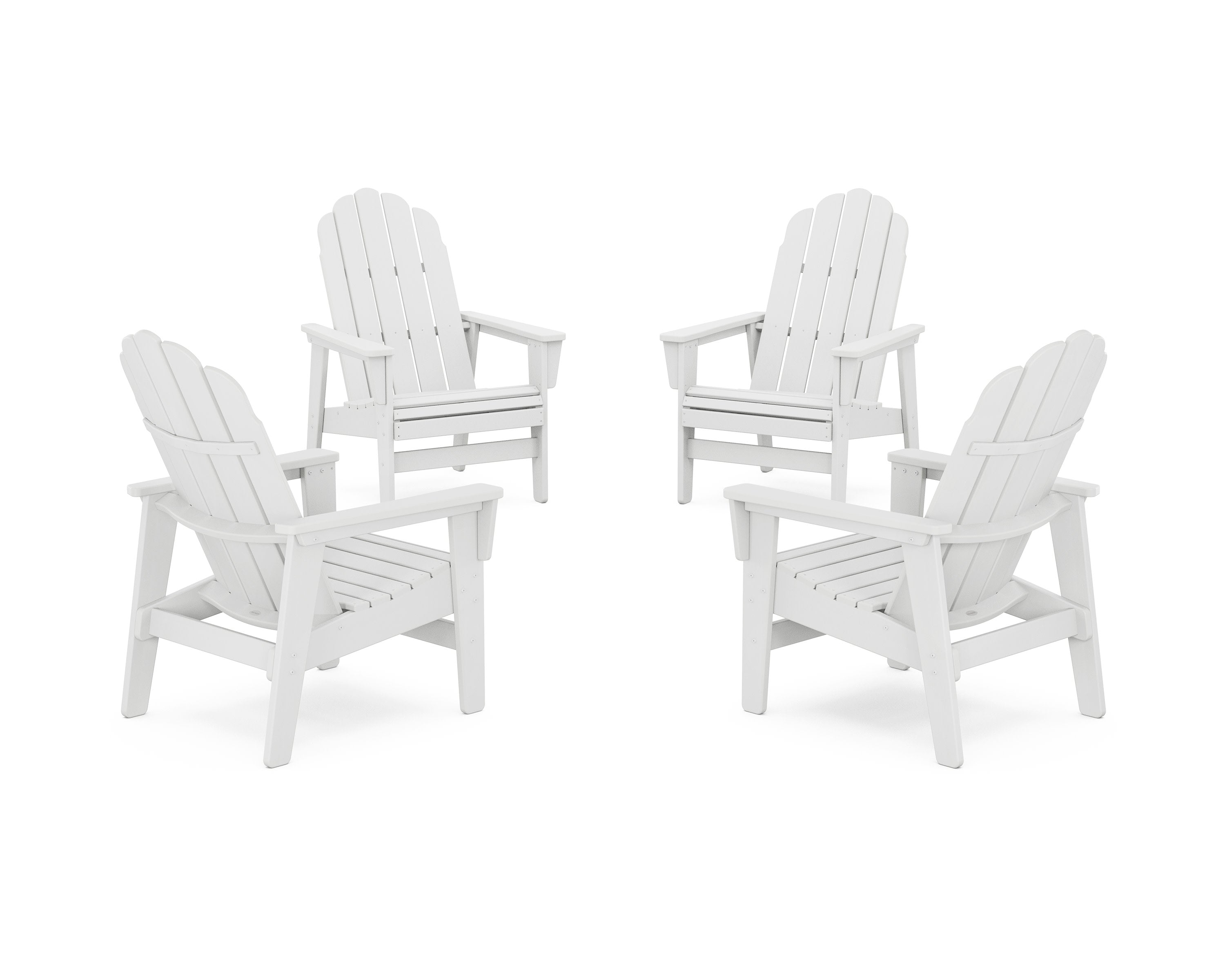 4-Piece Vineyard Grand Upright Adirondack Chair Conversation Set in White