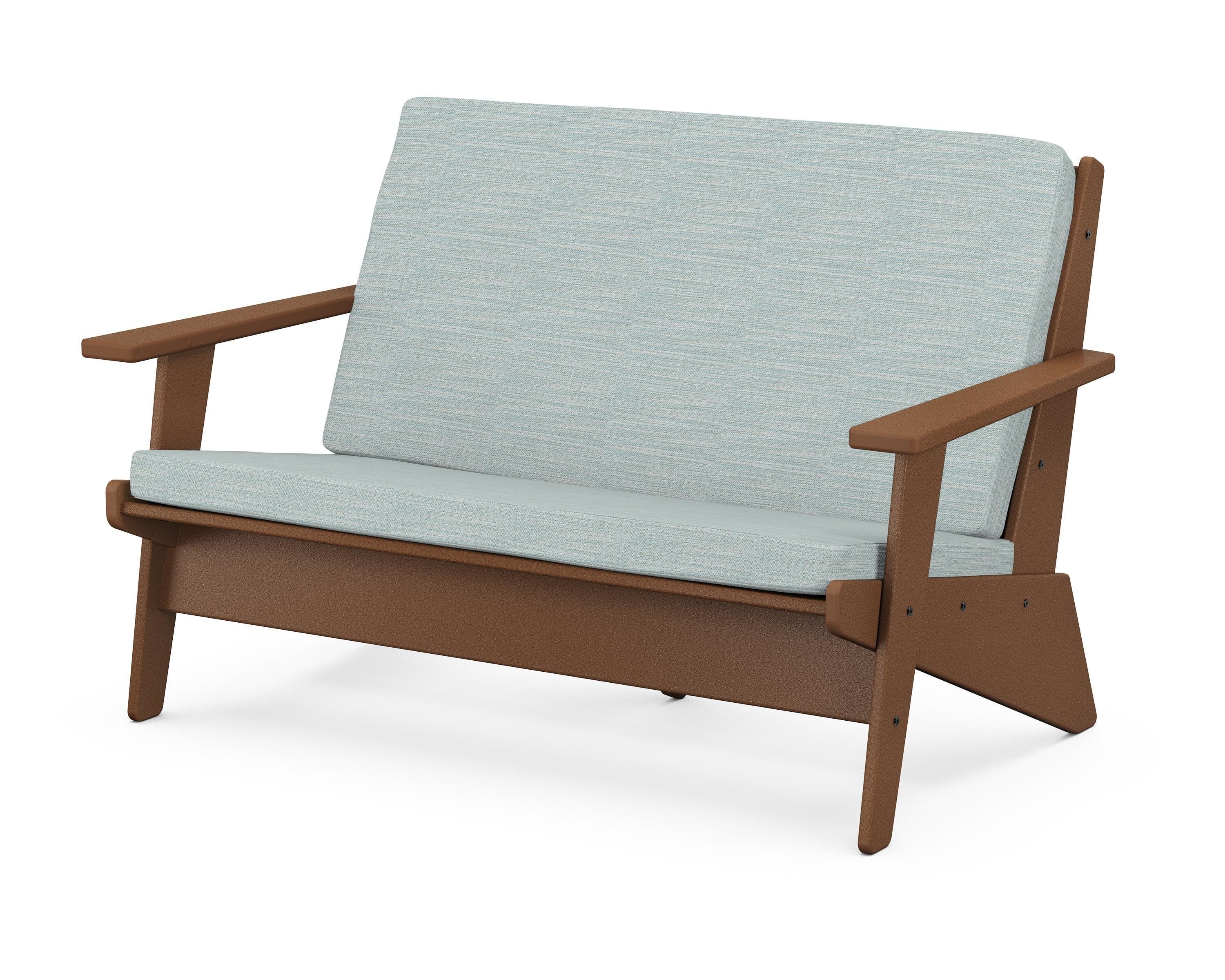 Riviera Modern Lounge Loveseat in Teak / Soothe Mist