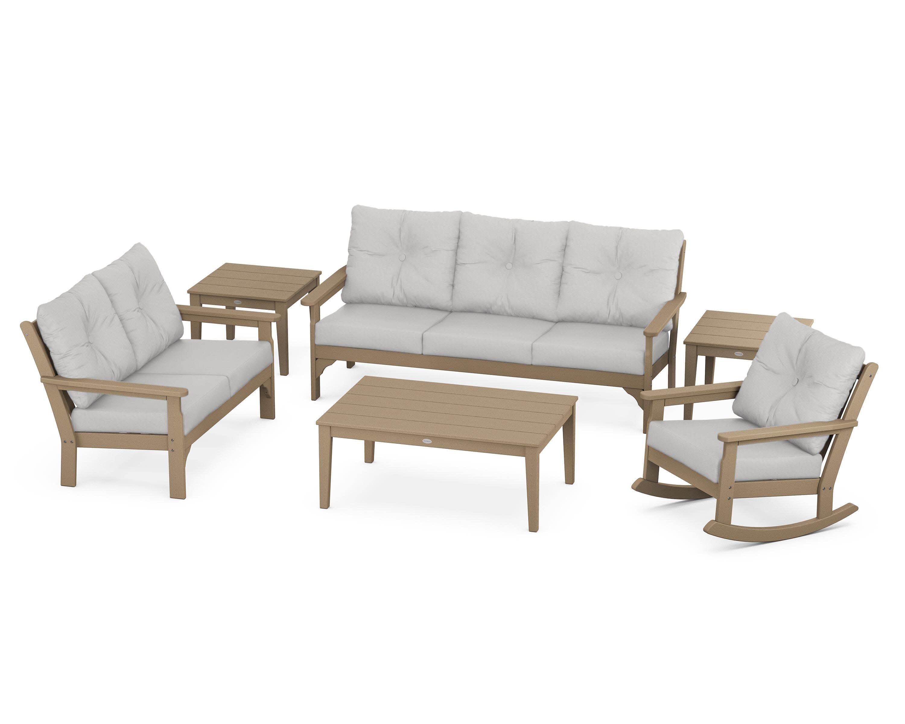 Vineyard 6-Piece Deep Seating Set in Vintage Sahara / Diamond in the Rough