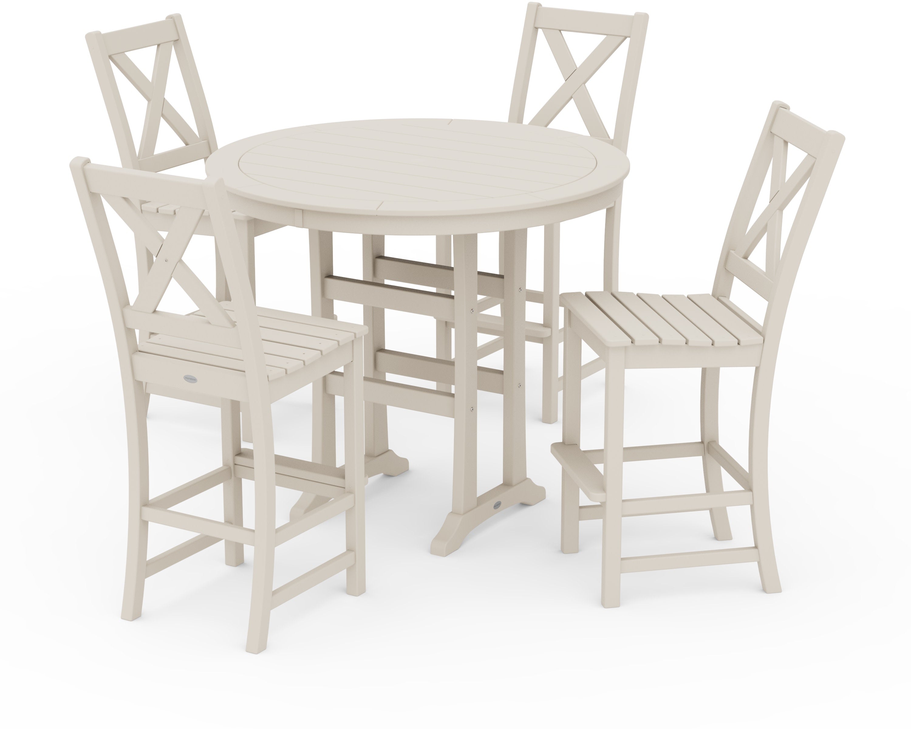 Braxton 5-Piece Nautical Trestle Arm Chair Bar Set in Sand