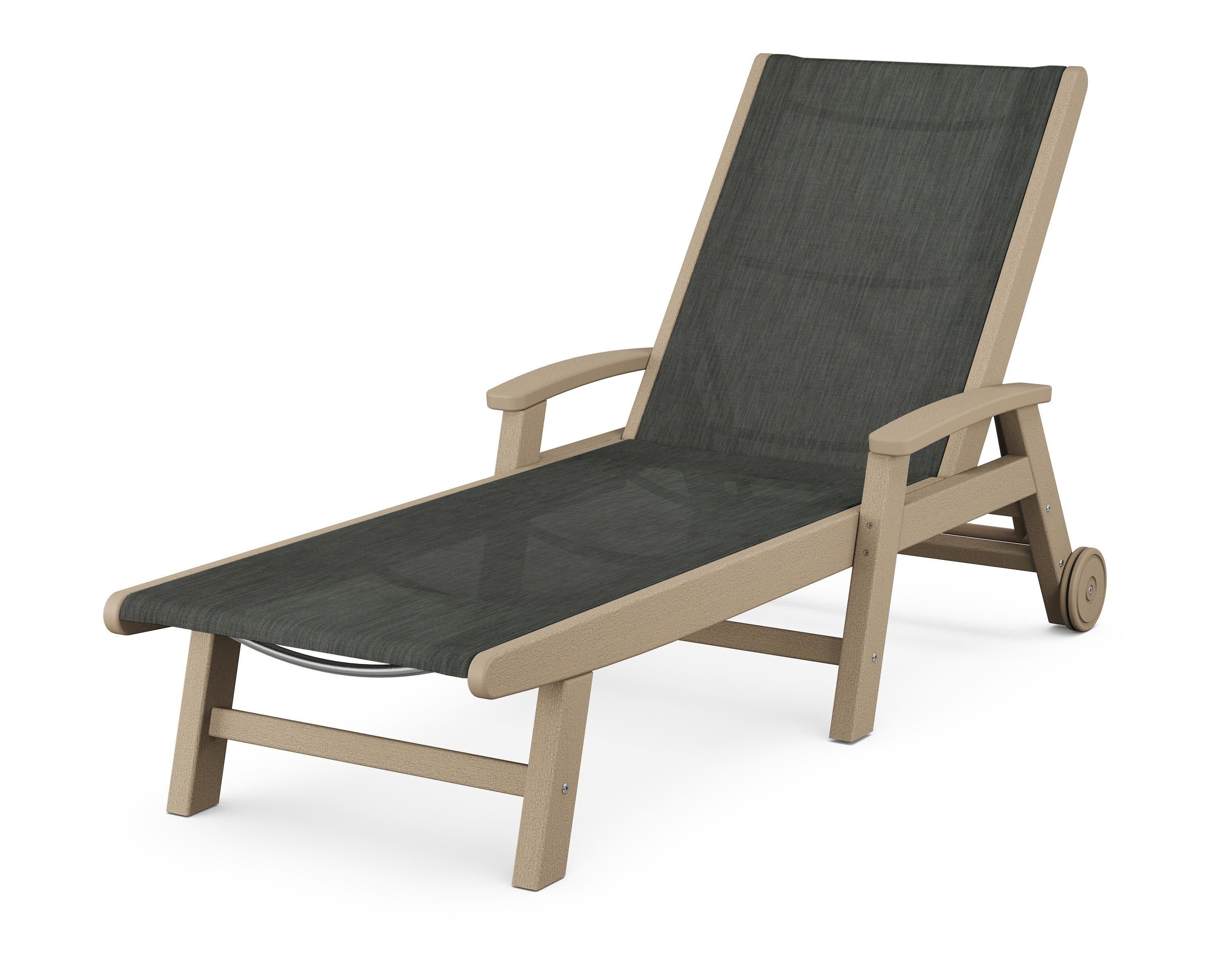 Coastal Chaise with Wheels in Vintage Sahara / Ember Sling