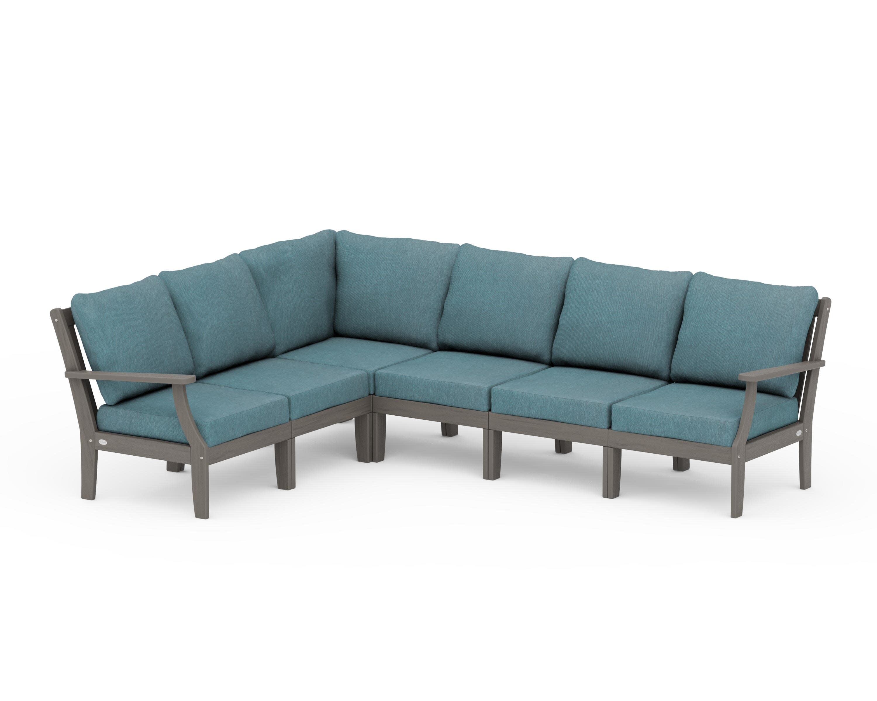 Braxton Modular 6-Piece Deep Seating Set in Driftwood / Ocean Teal