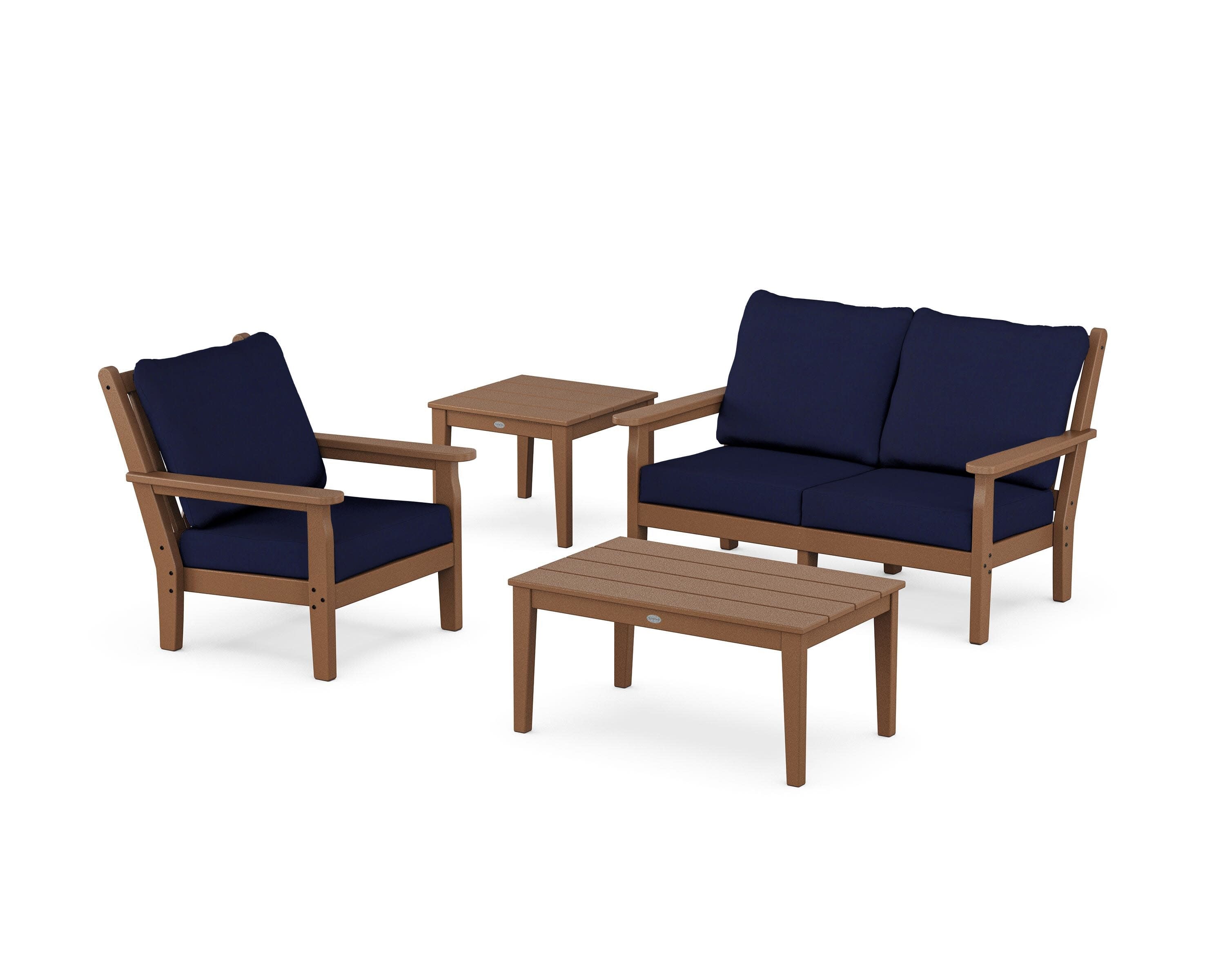Chippendale 4-Piece Deep Seating Set in Teak / Navy