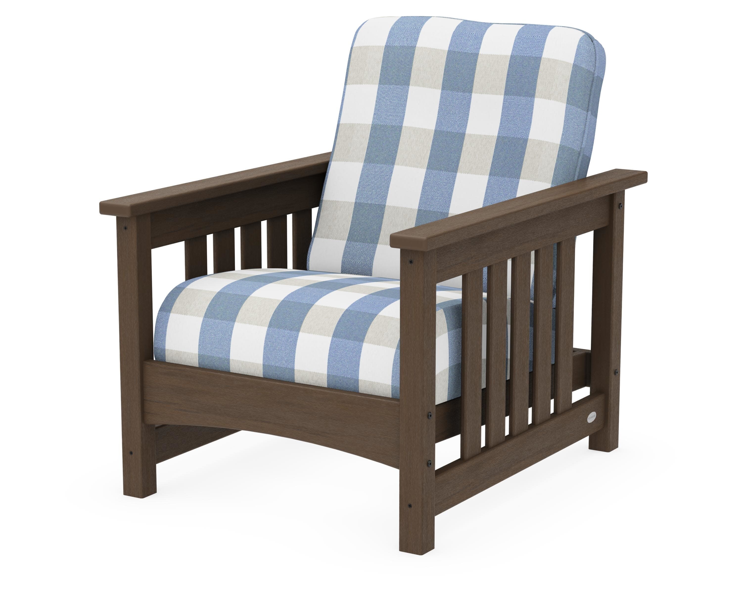 Club Mission Chair in Kona / Buffalo Plaid Sky Blue