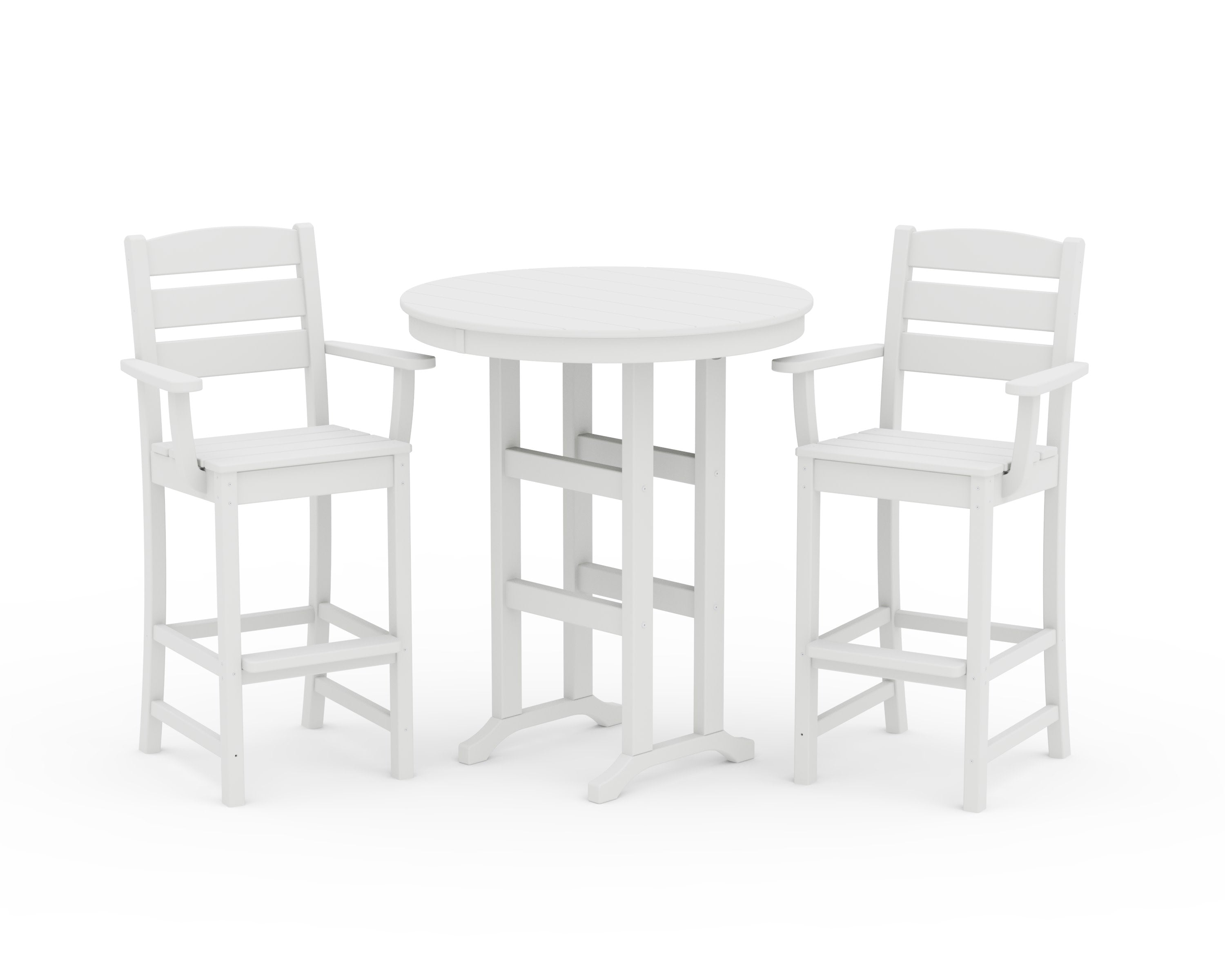Lakeside 3-Piece Round Bar Arm Chair Set in White