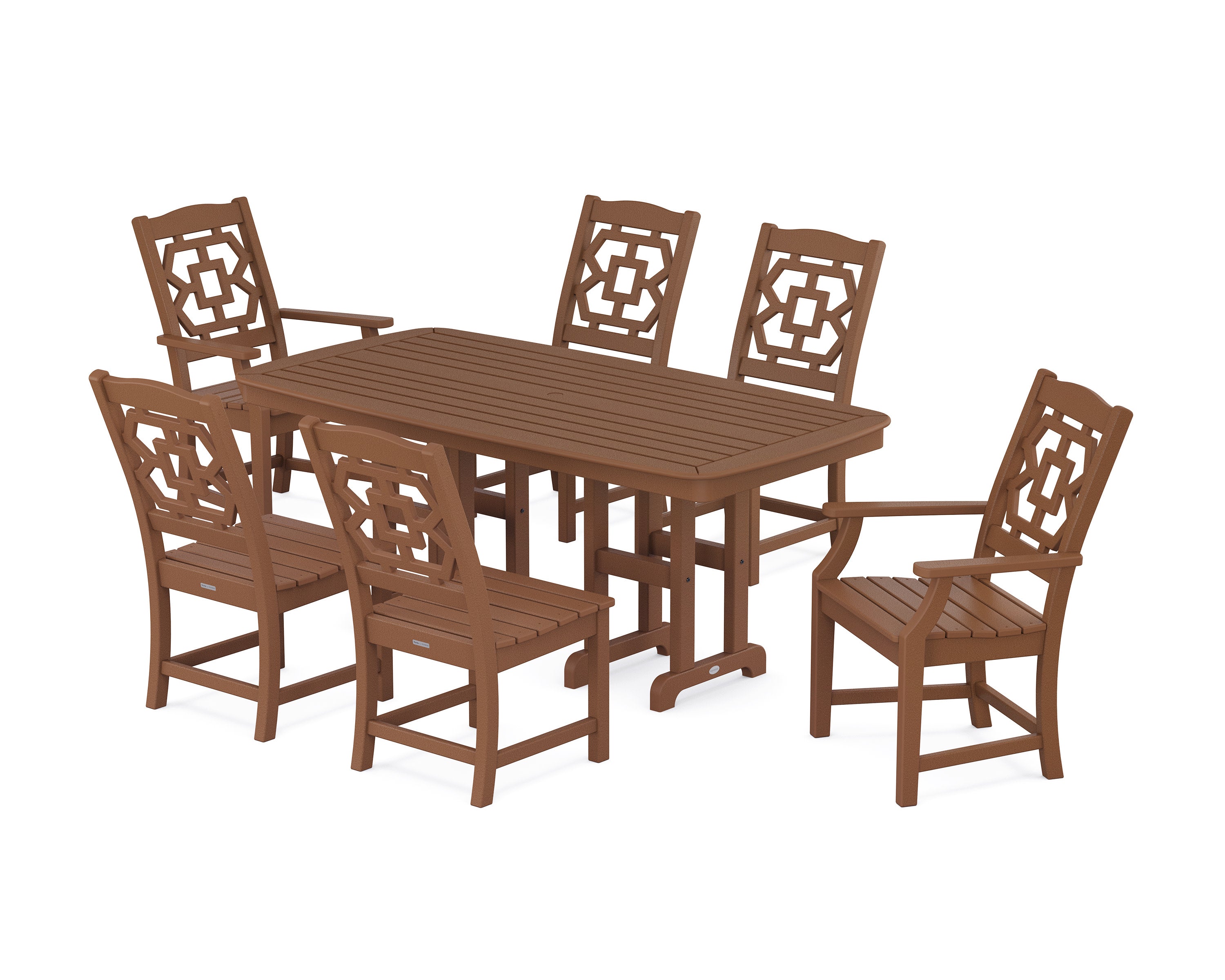 Chinoiserie 7-Piece Dining Set in Teak