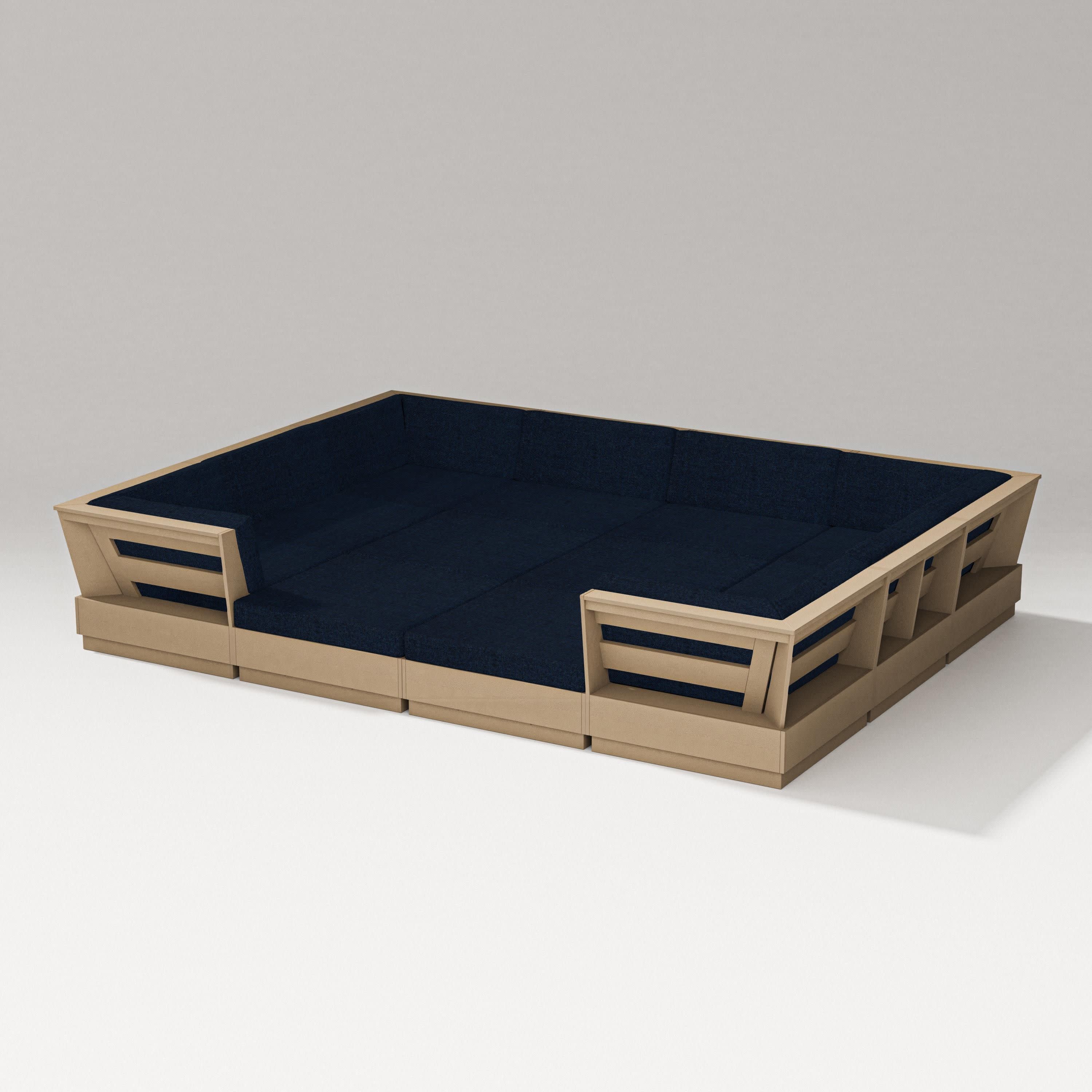 Elevate 12-Piece Pit Sectional in Vintage Sahara / Marine Indigo