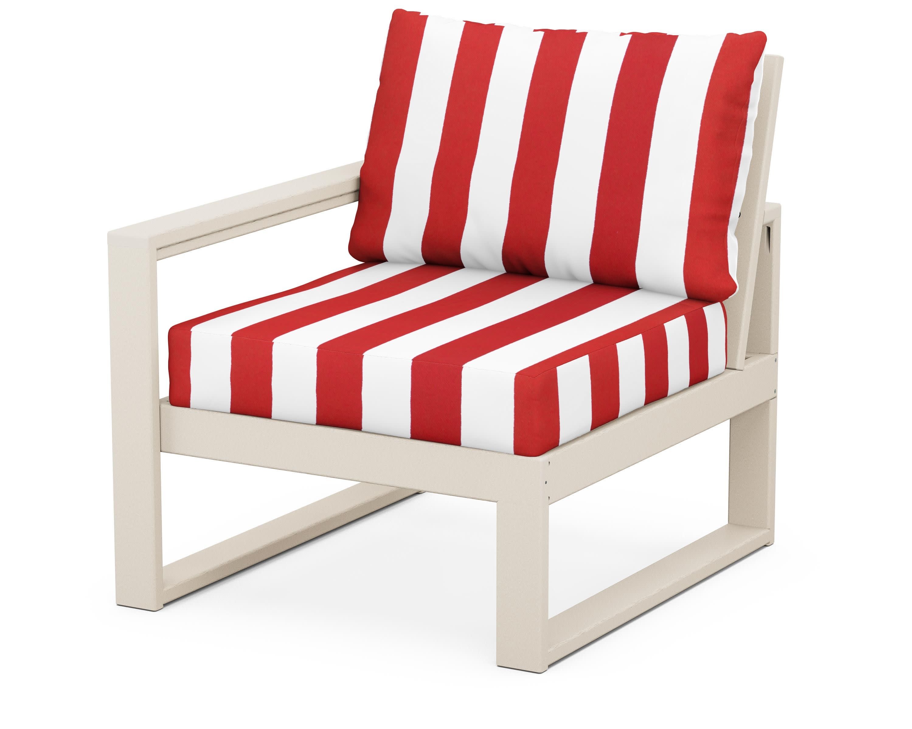 EDGE Modular Left Arm Chair in Sand / Cabana Stripe Crimson
