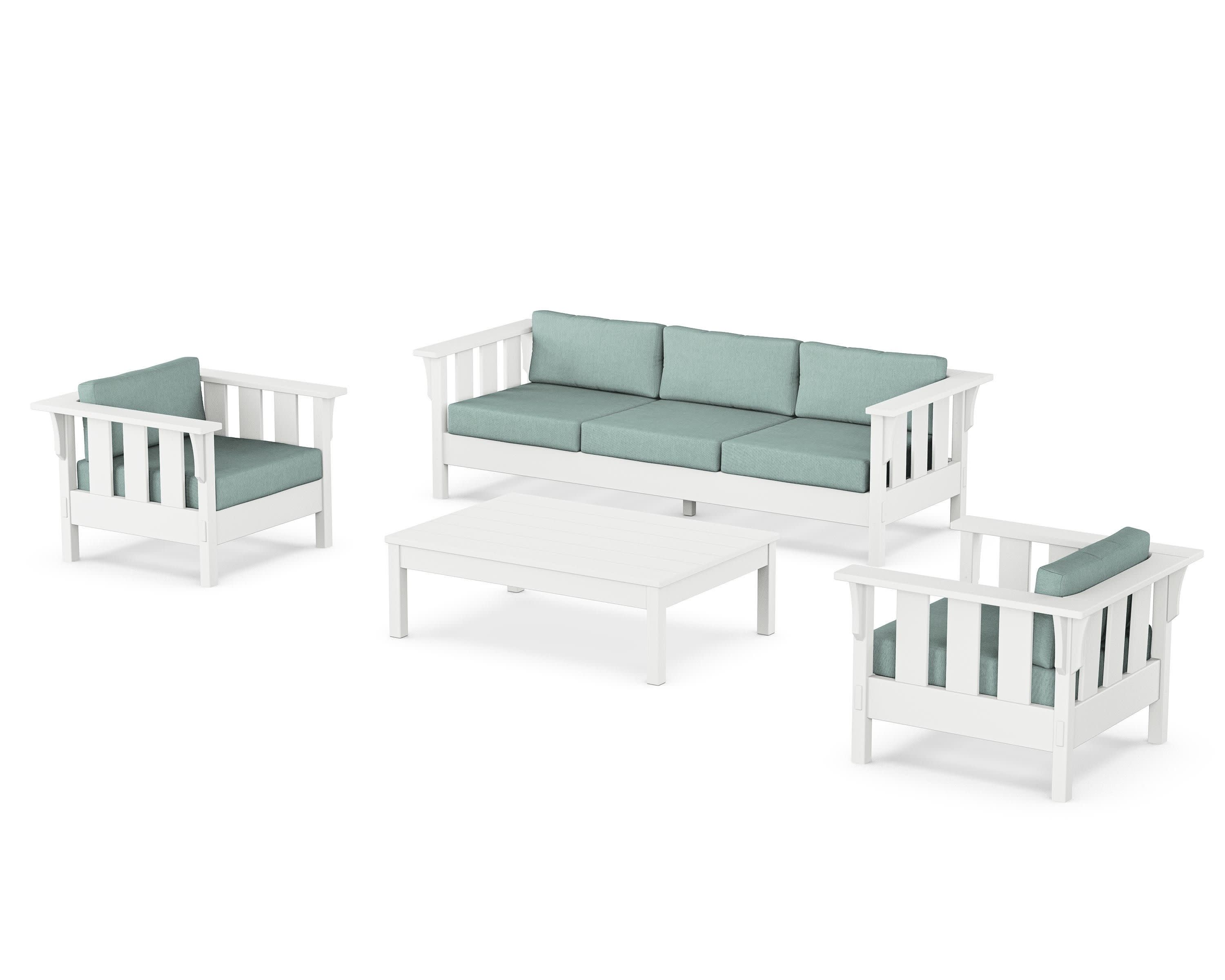 Acadia 4-Piece Deep Seating Set with Sofa in White / Glacier Spa