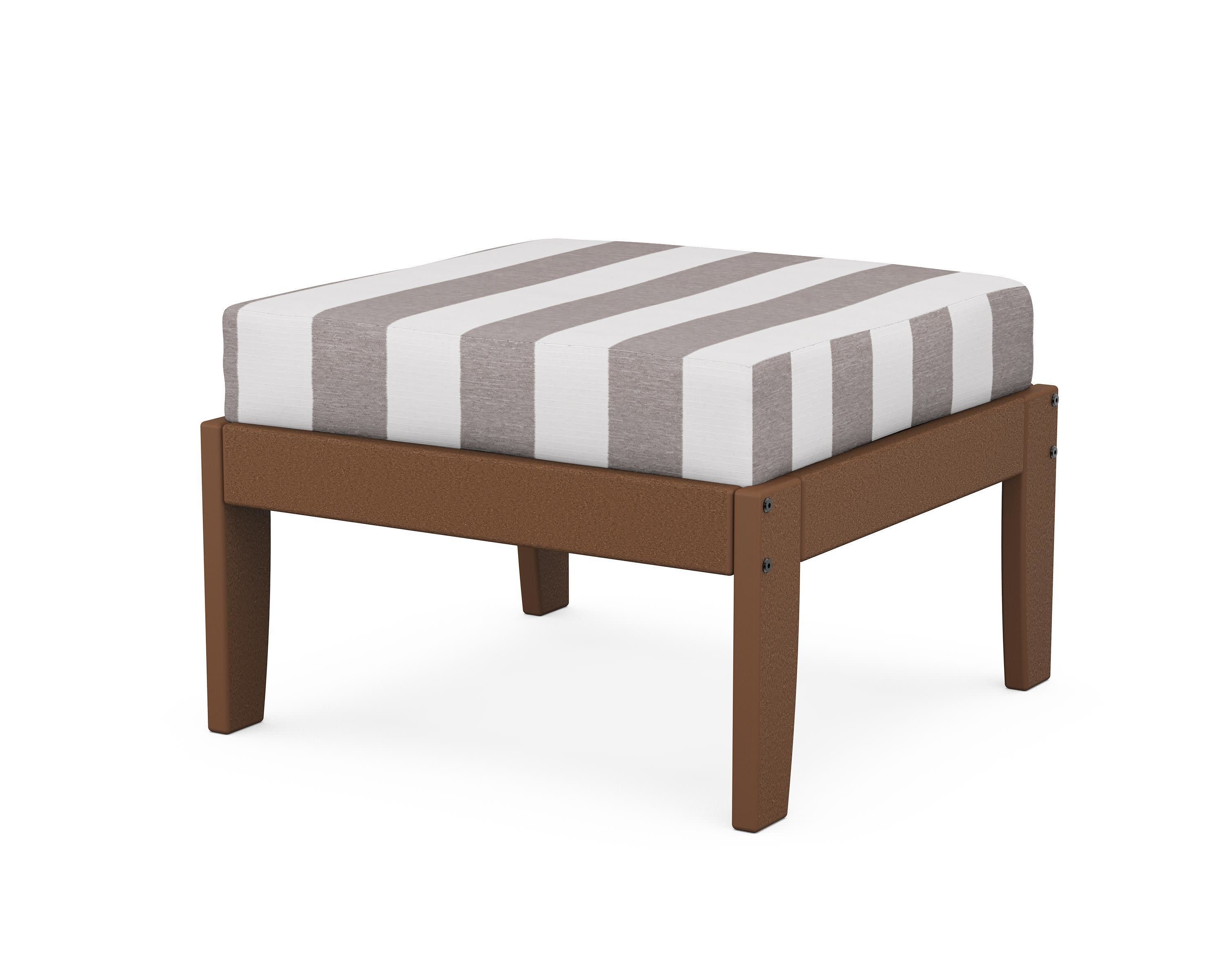 Modular Ottoman - Classic in Teak / Cabana Stripe Grey Mist