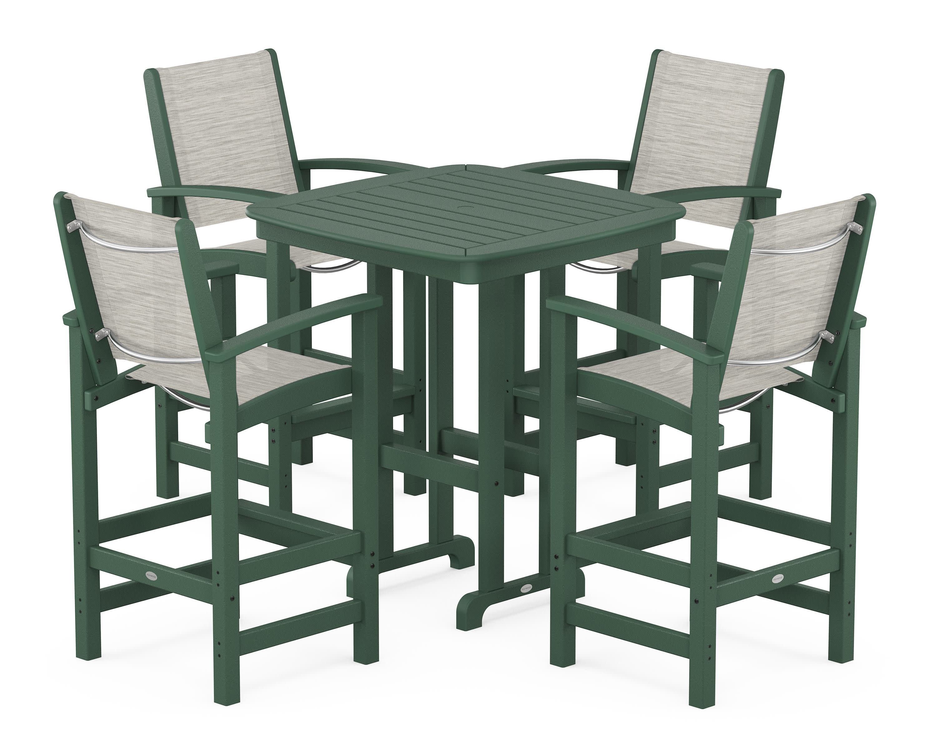 Coastal 5-Piece Bar Set in Green / Birch Sling
