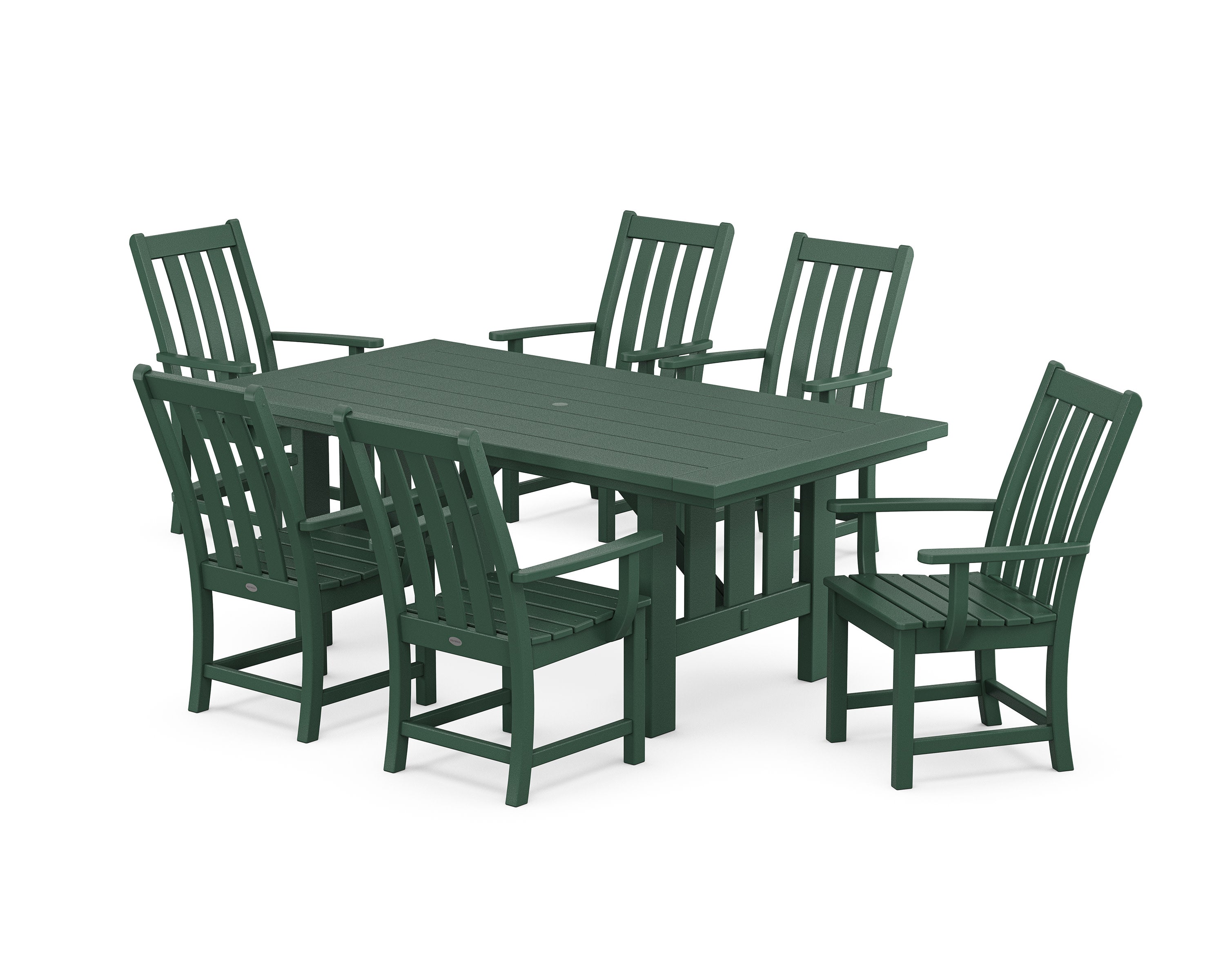 Vineyard Arm Chair 7-Piece Mission Dining Set in Green