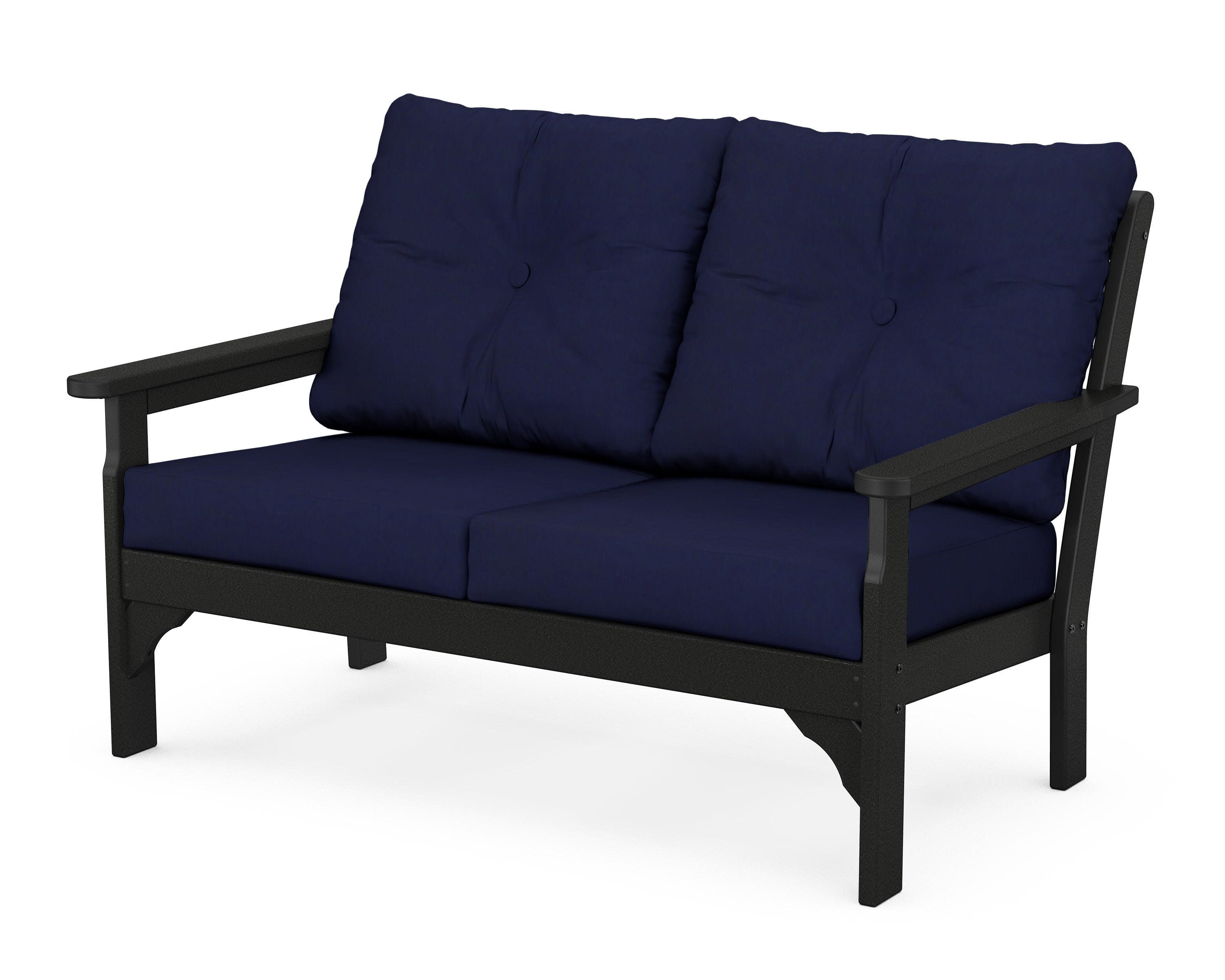 Vineyard Deep Seating Loveseat in Black / Navy