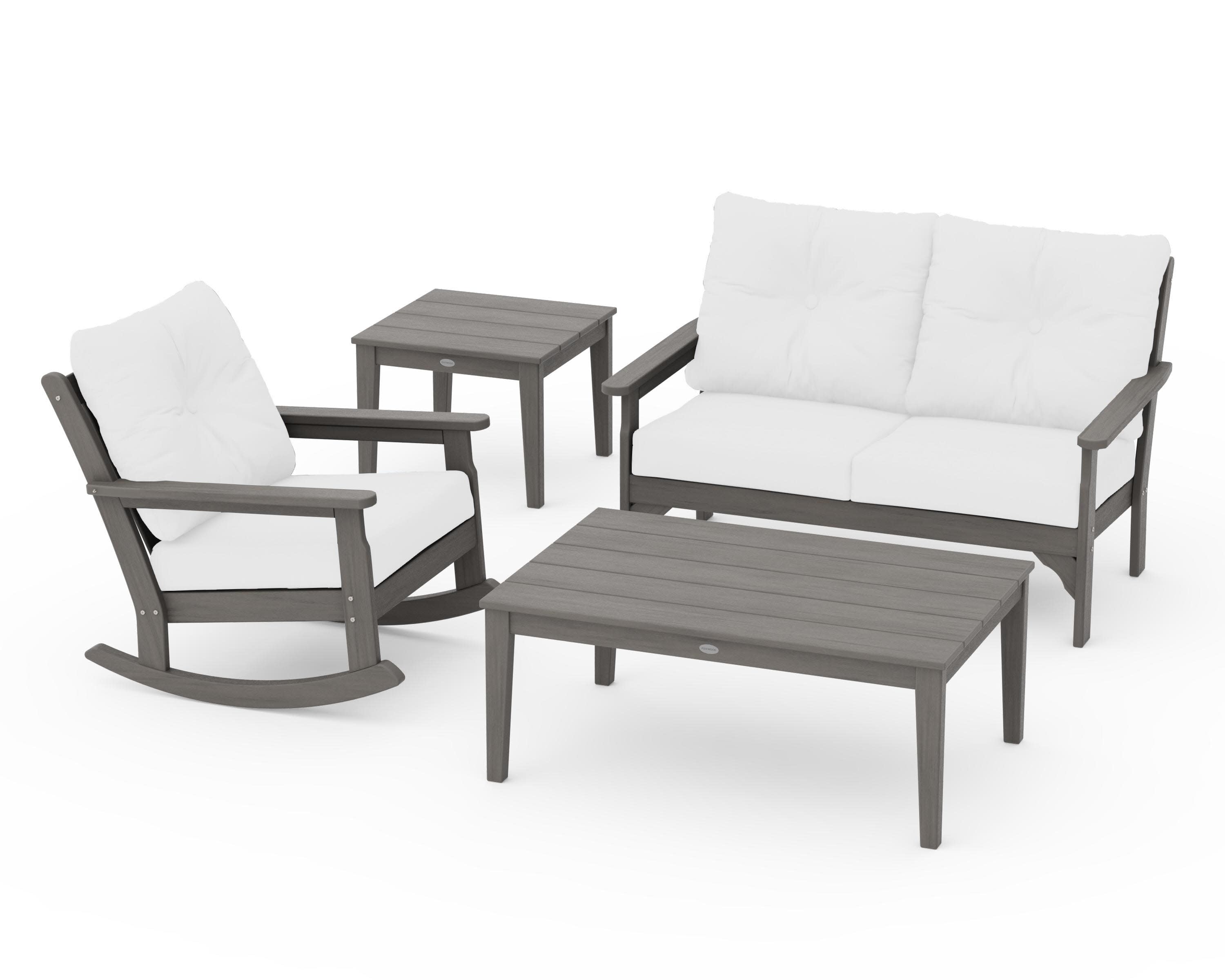 Vineyard 4-Piece Deep Seating Rocker Set in Driftwood / Natural