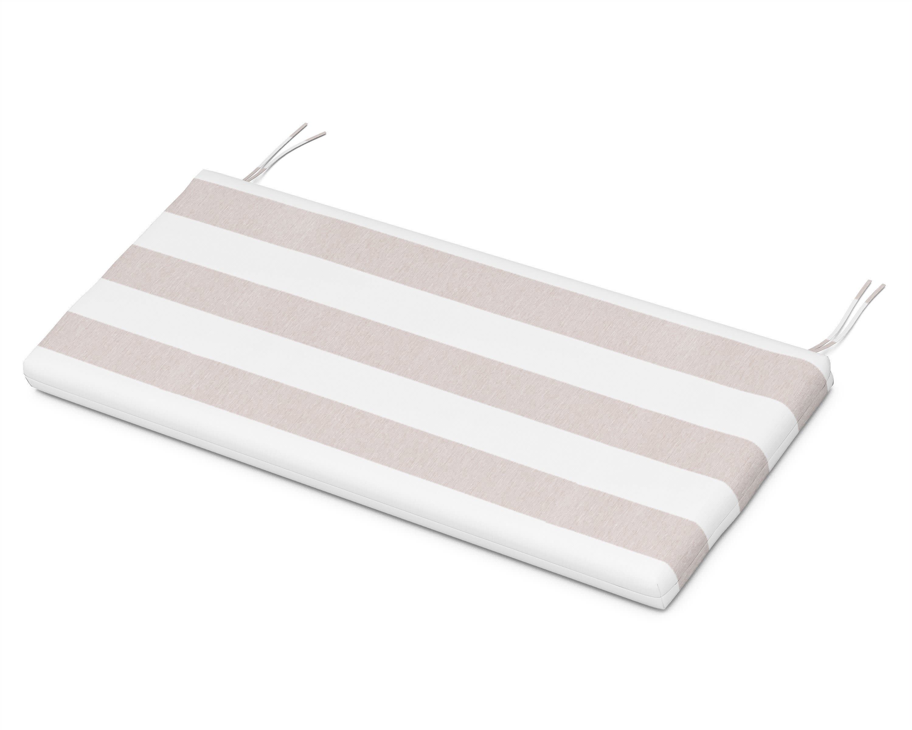 Bench Seat Cushion - 17.25"D x 43.5"W x 2.5"H in Cabana Stripe Dune Burlap