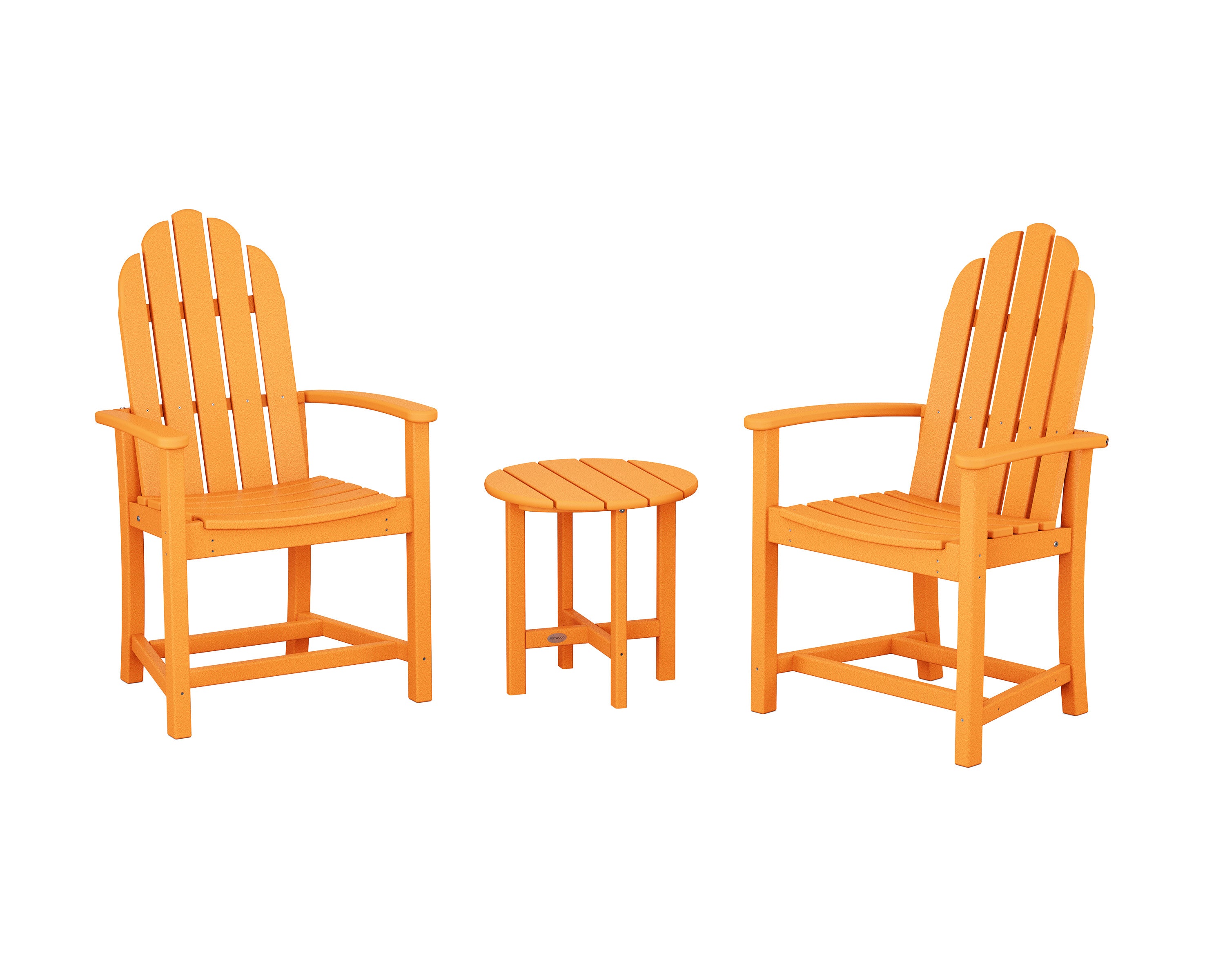 Classic 3-Piece Upright Adirondack Chair Set in Tangerine