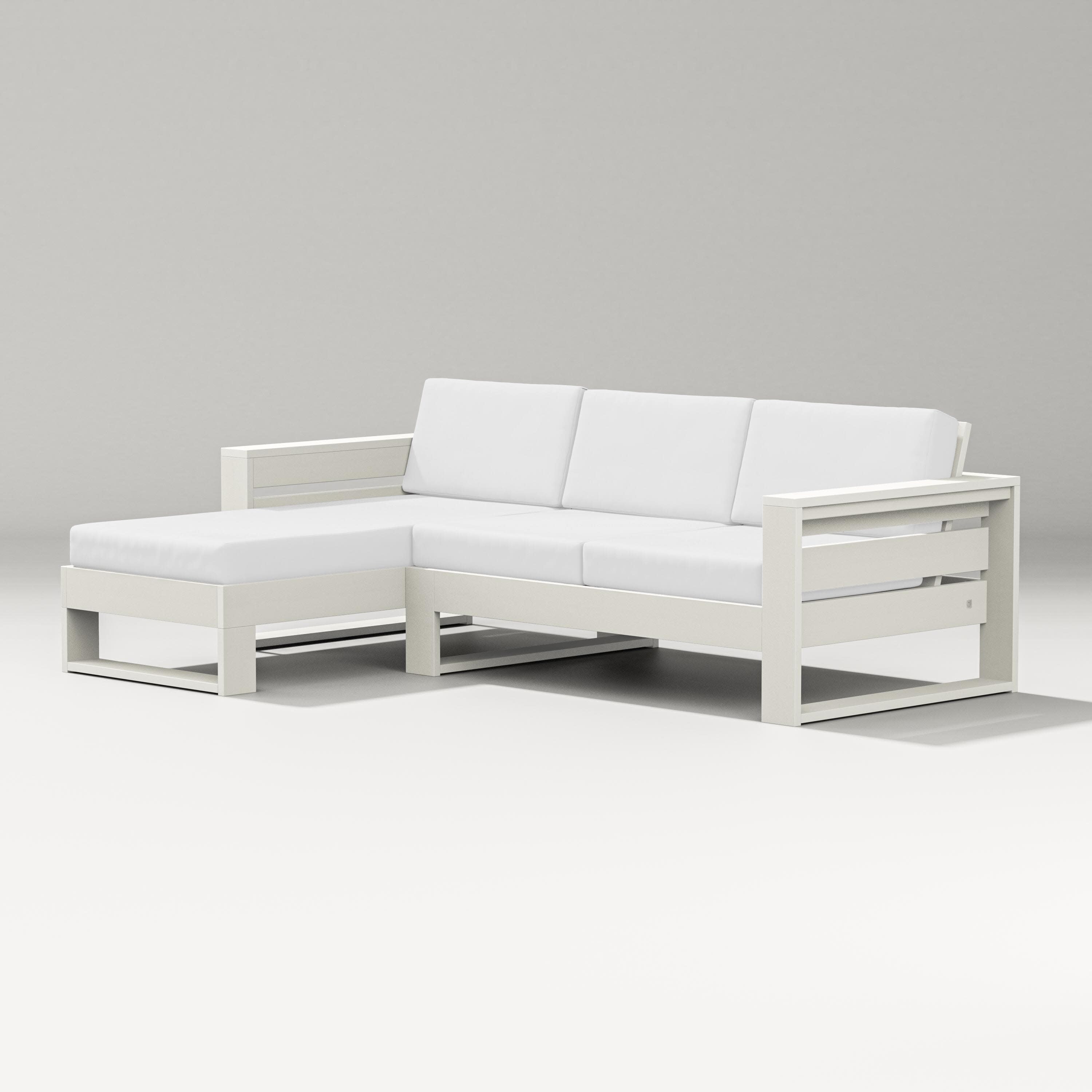 Latitude Left Chaise Sectional in Vintage White / Natural