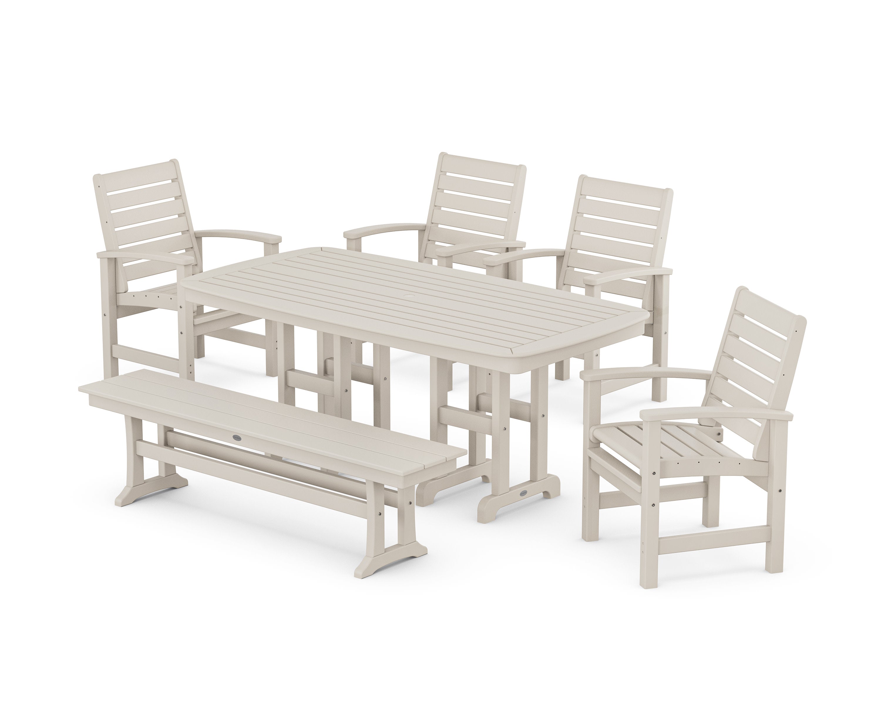 Signature 6-Piece Dining Set with Bench in Sand