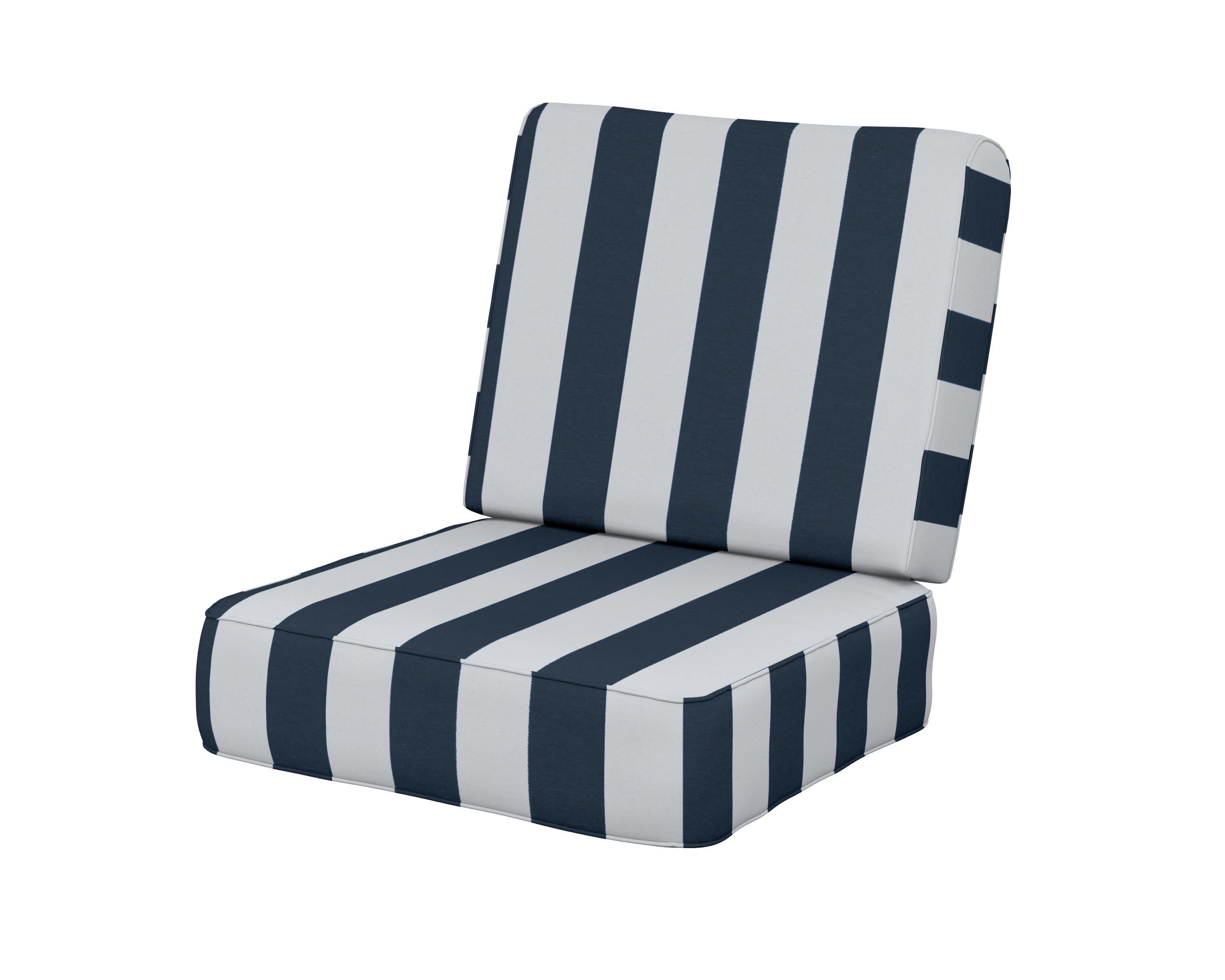 Ateeva Harbour Seat and Back Cushion in Cabana Stripe Marine Indigo
