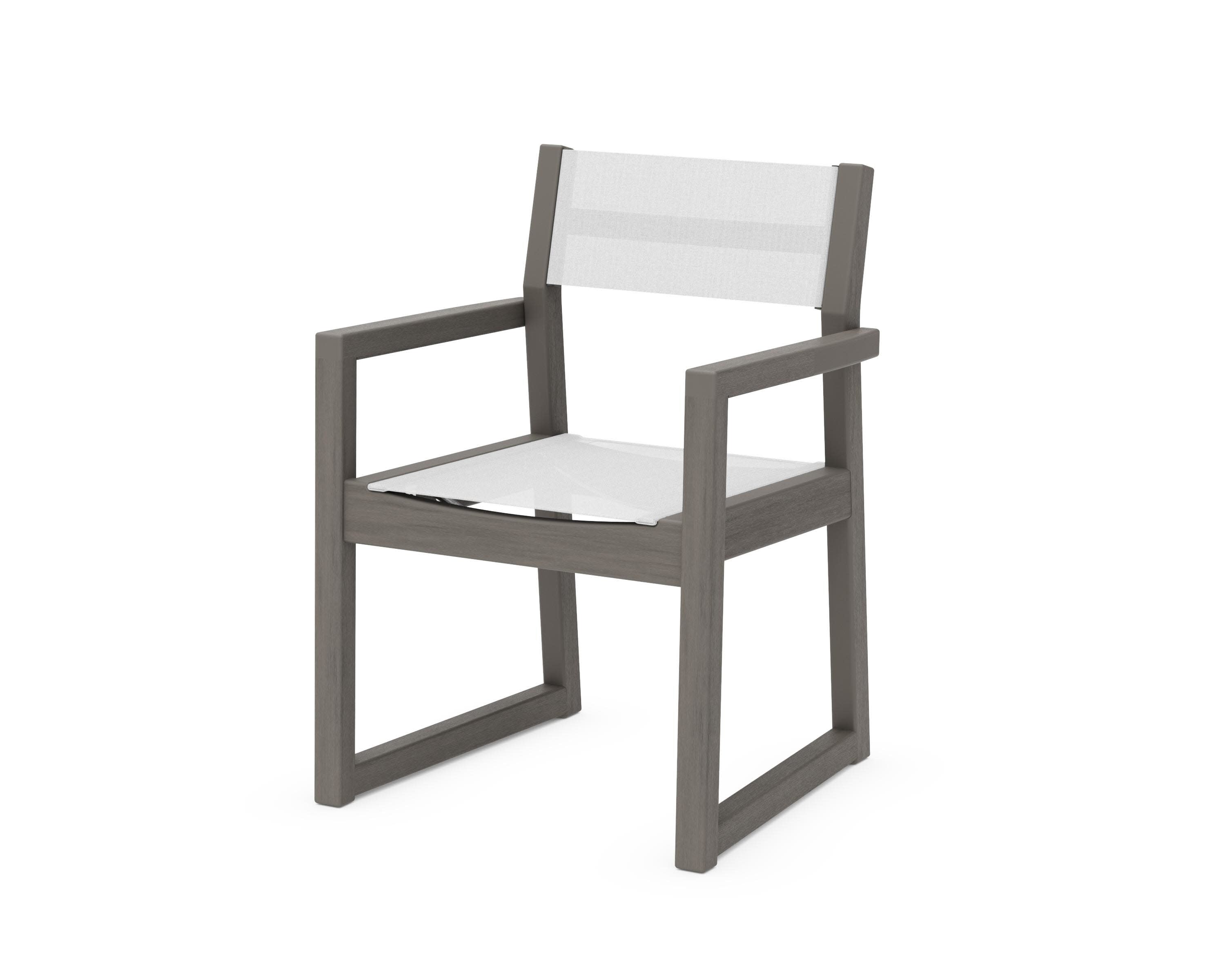 EDGE Sling Dining Arm Chair in Driftwood / White Sling