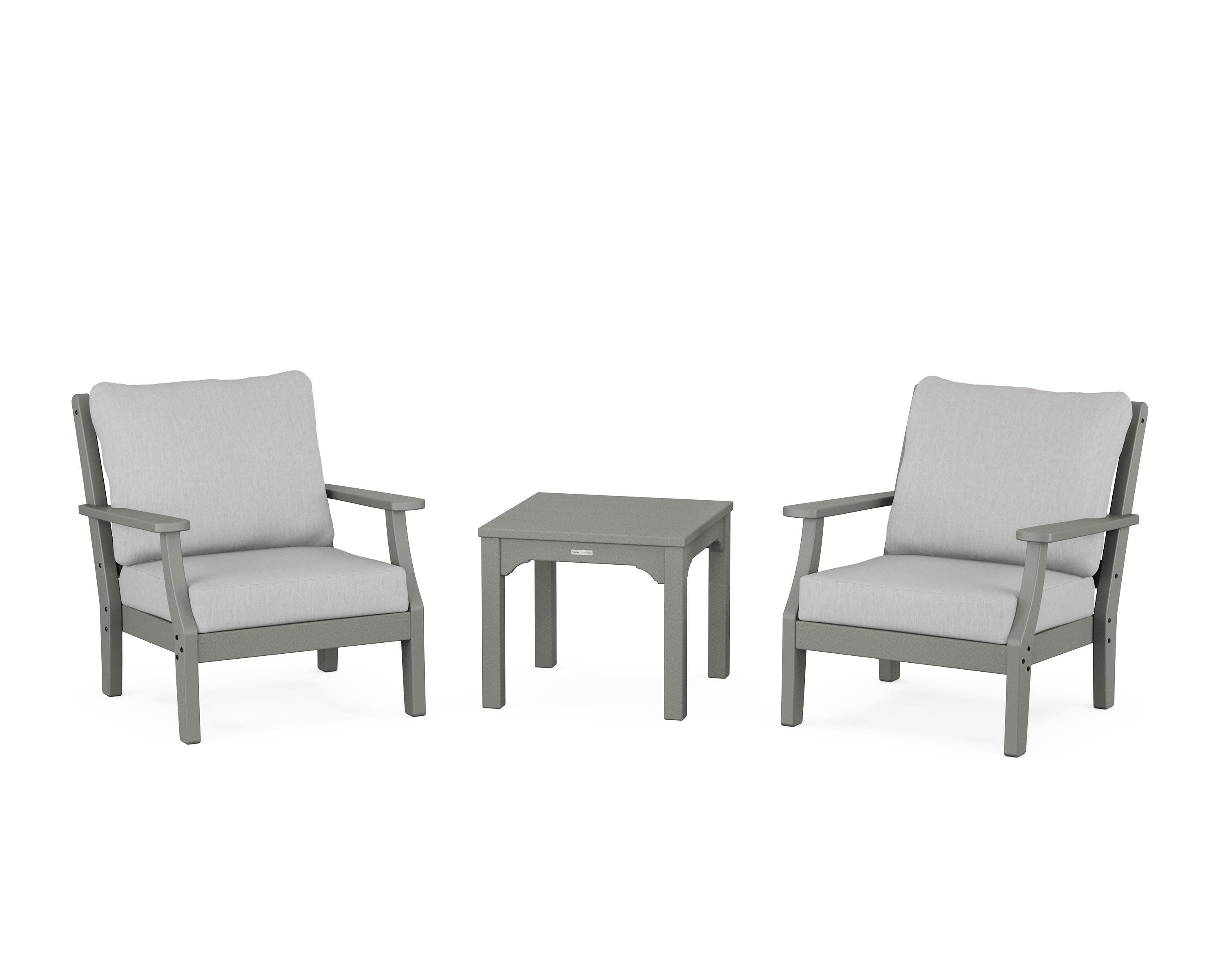 Chinoiserie 3-Piece Deep Seating Set in Slate Grey / Granite