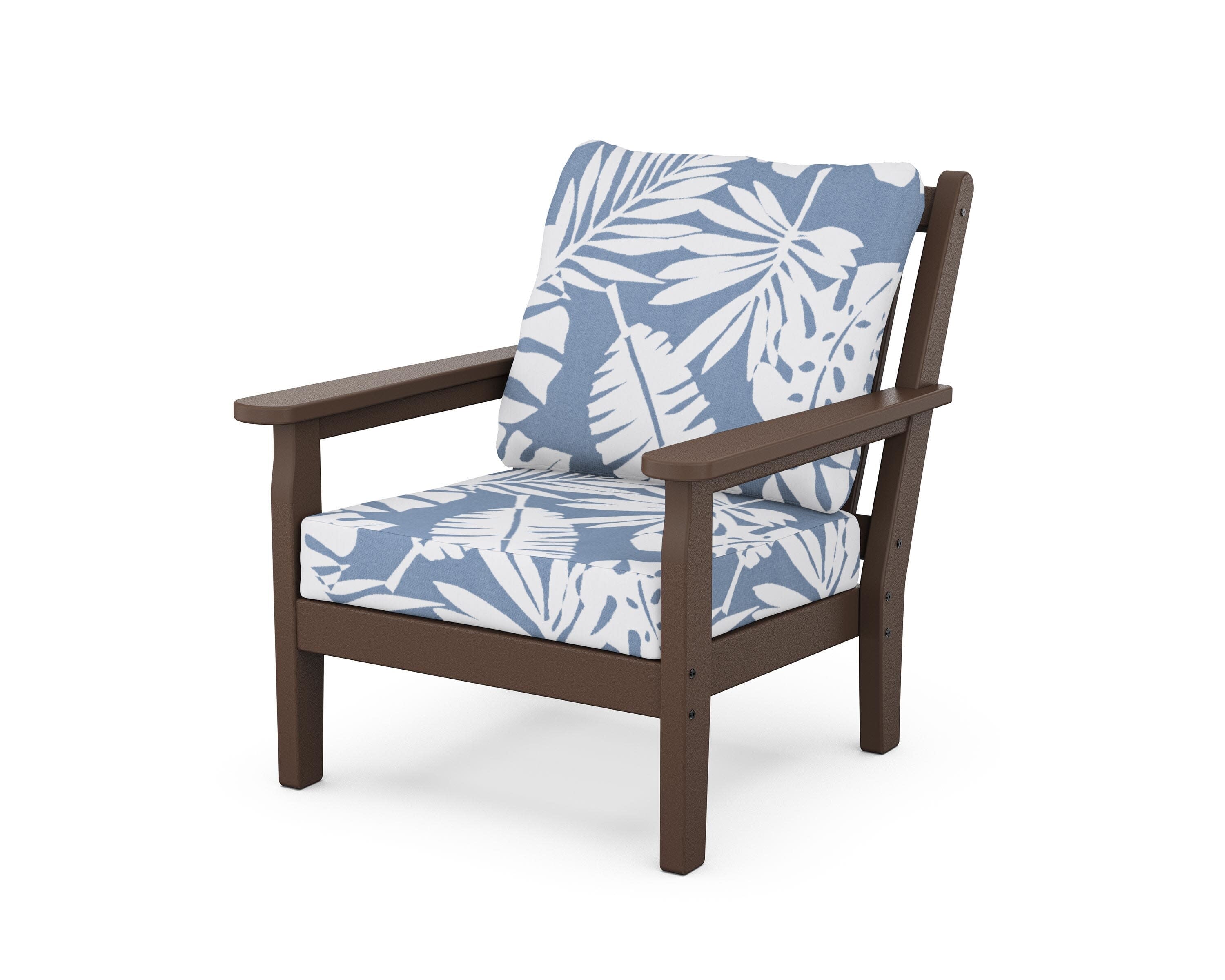 Chippendale Deep Seating Chair in Mahogany / Leaf Sky Blue