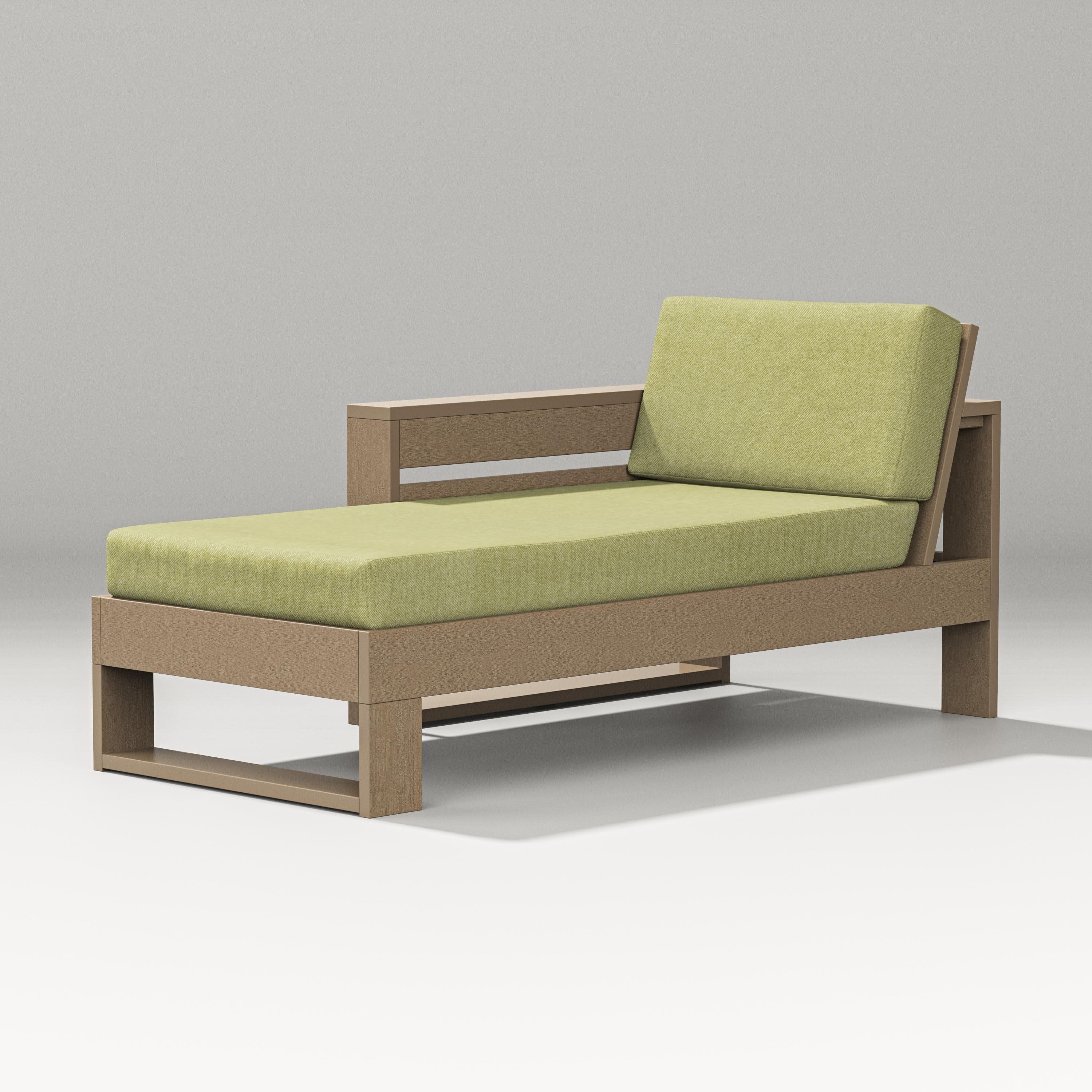 Latitude Modular Left Arm Chaise in Vintage Sahara / Chartreuse Boucle