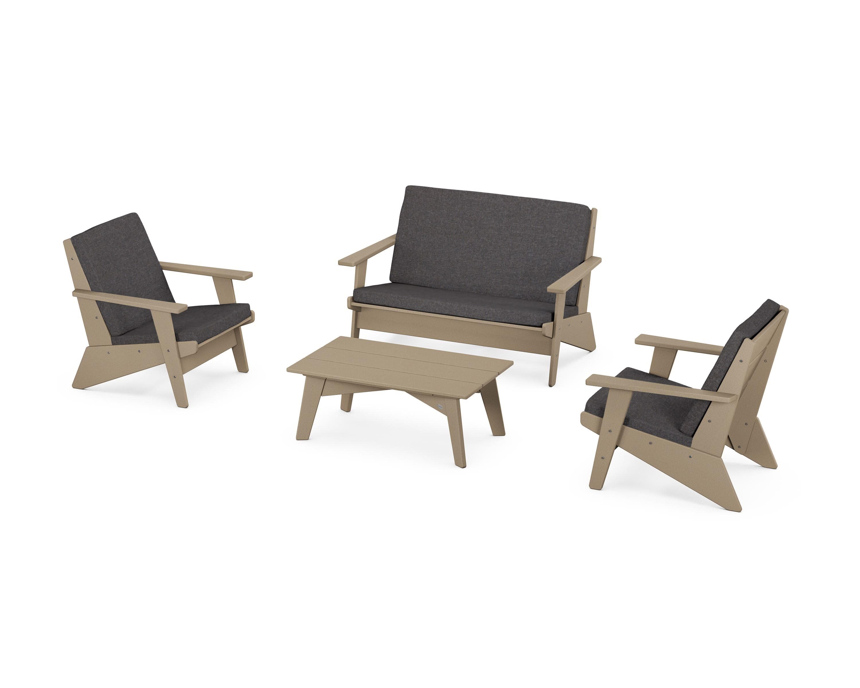 Riviera Modern Lounge 4-Piece Set in Vintage Sahara / Ash Charcoal